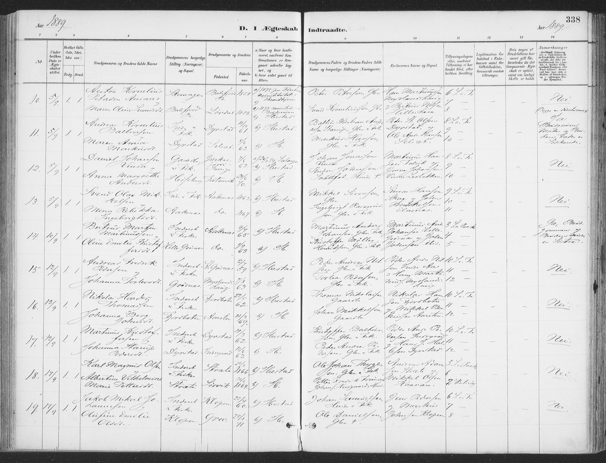 Ibestad sokneprestembete, SATØ/S-0077/H/Ha/Haa/L0011kirke: Parish register (official) no. 11, 1880-1889, p. 338
