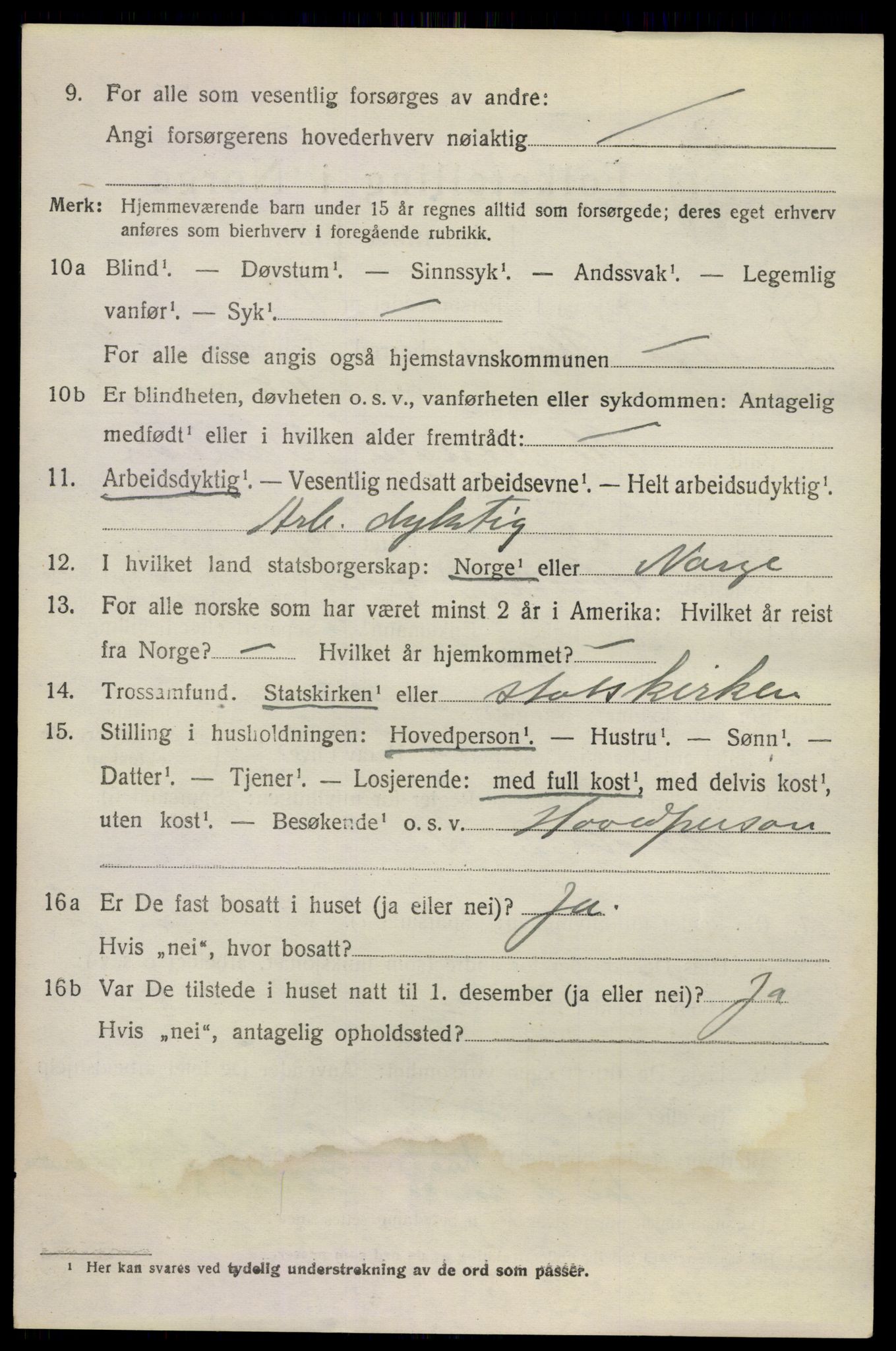 SAKO, 1920 census for Uvdal, 1920, p. 3088