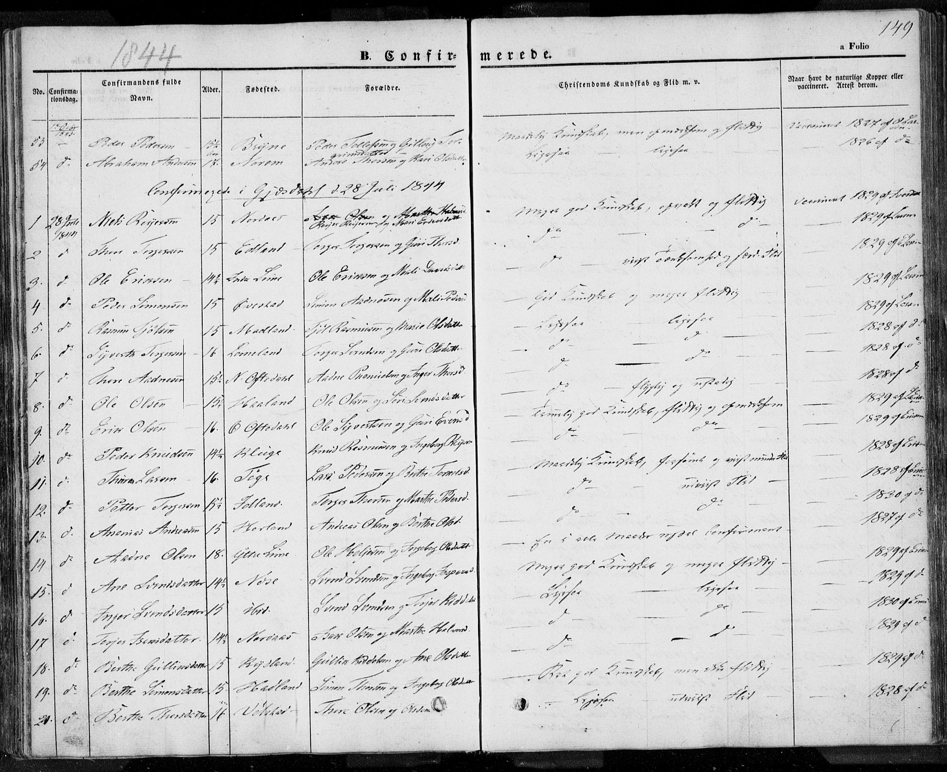 Lye sokneprestkontor, AV/SAST-A-101794/001/30BA/L0005: Parish register (official) no. A 5.1, 1842-1855, p. 149