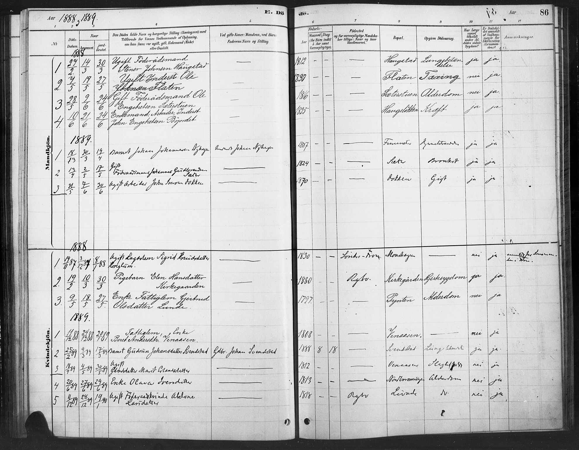 Ringebu prestekontor, SAH/PREST-082/H/Ha/Haa/L0010: Parish register (official) no. 10, 1878-1898, p. 86