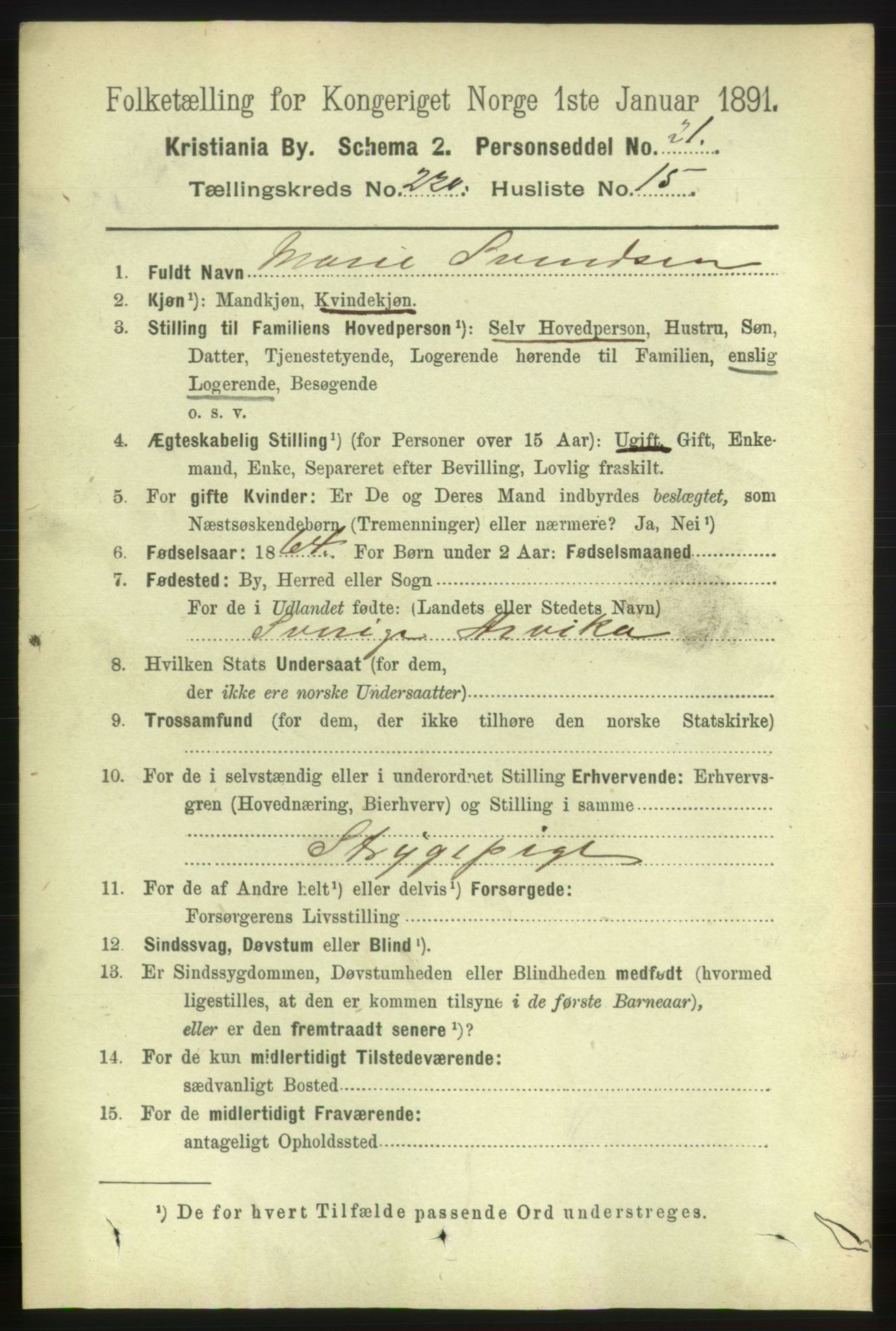 RA, 1891 census for 0301 Kristiania, 1891, p. 131419