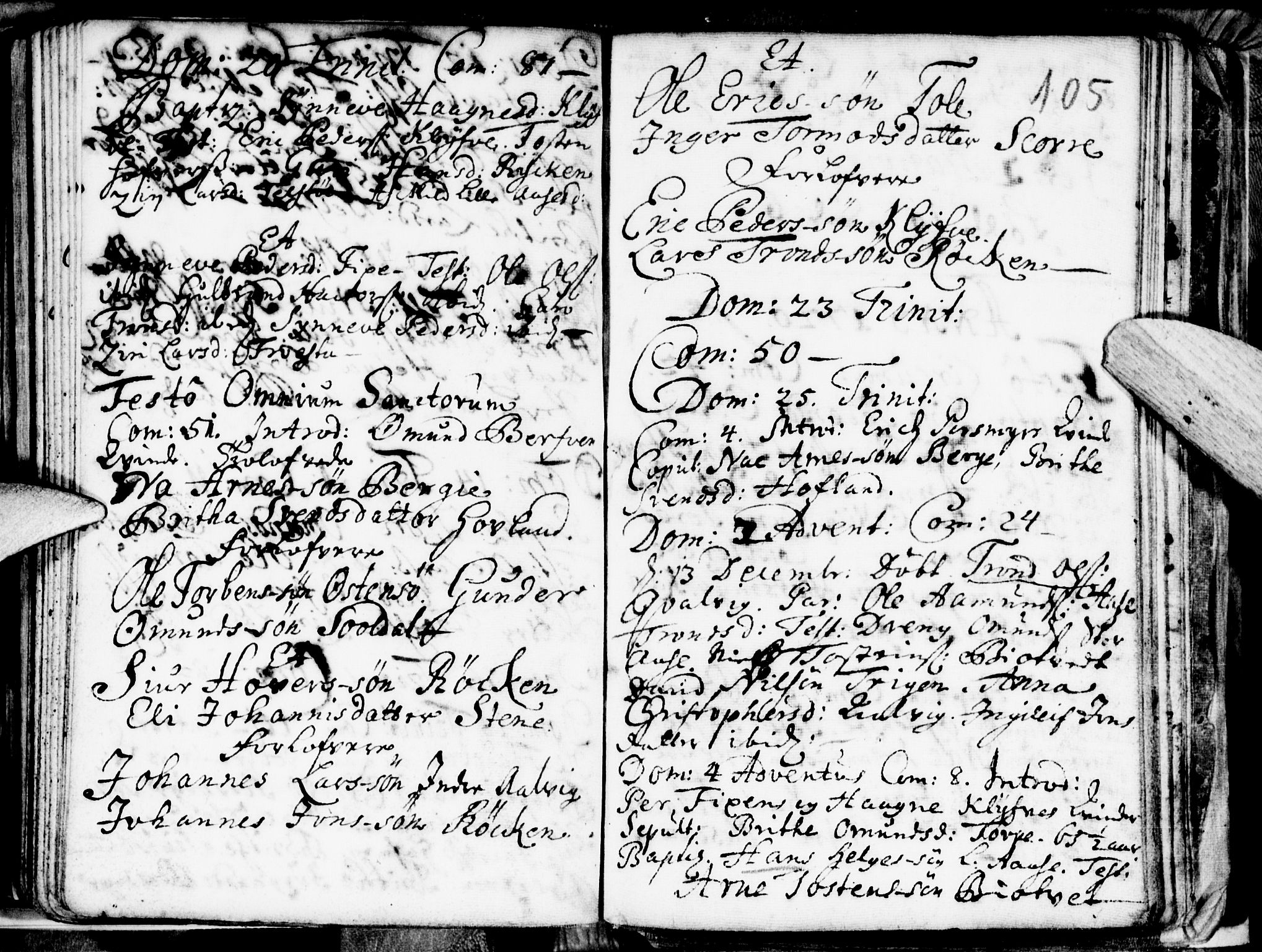 Kvam sokneprestembete, SAB/A-76201/H/Haa: Parish register (official) no. A 1, 1690-1741, p. 105