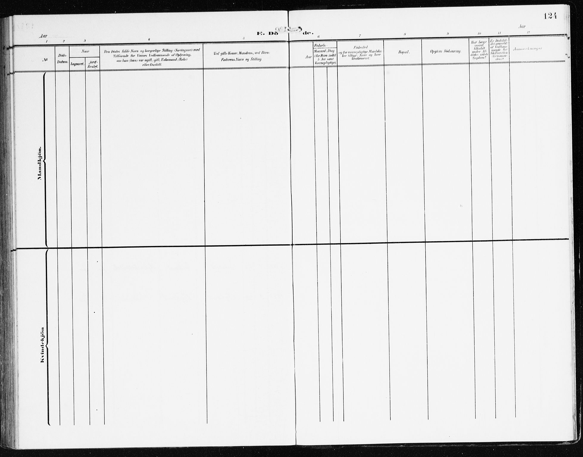 Bremanger sokneprestembete, AV/SAB-A-82201/H/Haa/Haac/L0001: Parish register (official) no. C 1, 1908-1921, p. 124