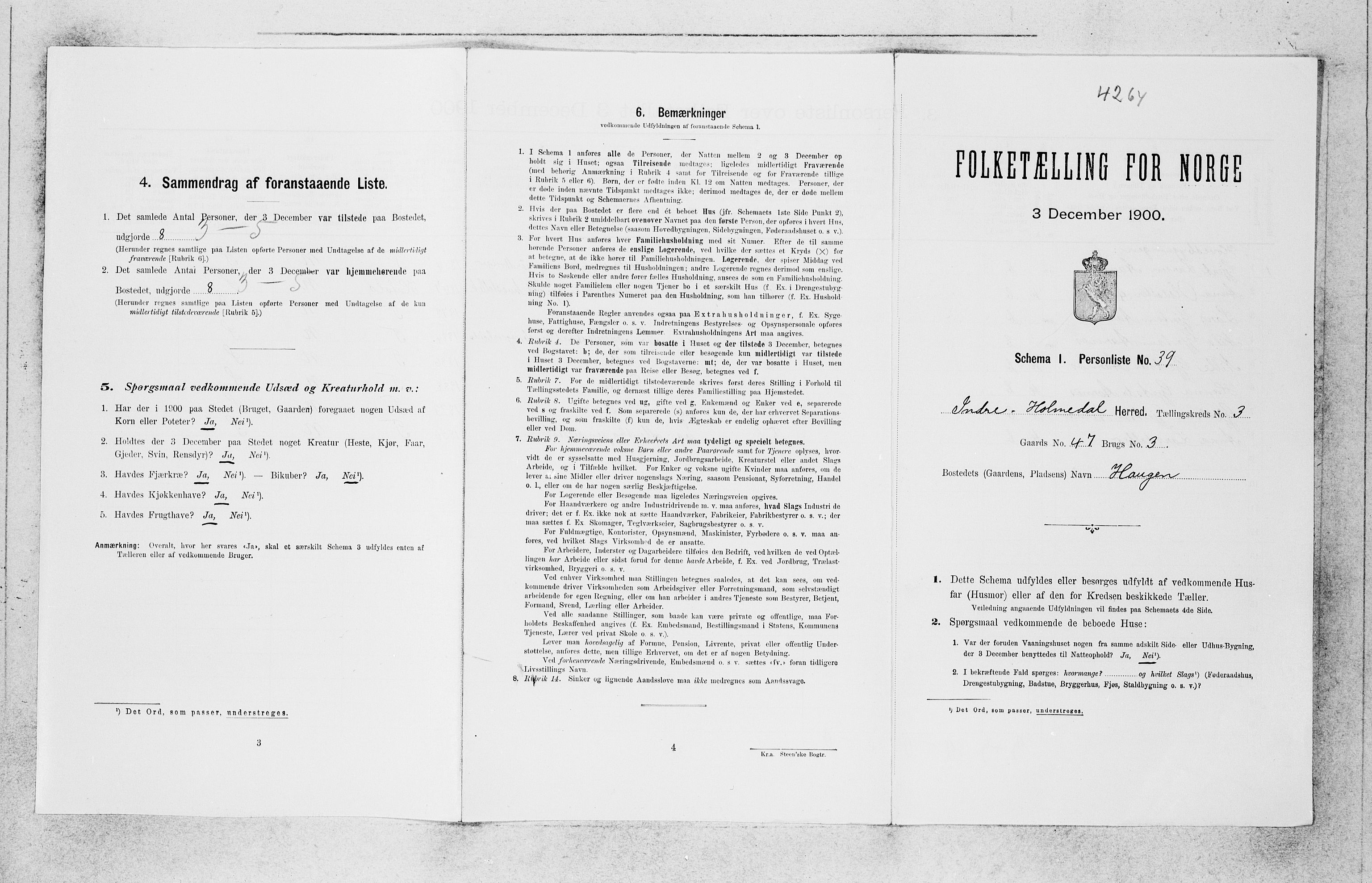 SAB, 1900 census for Indre Holmedal, 1900, p. 345