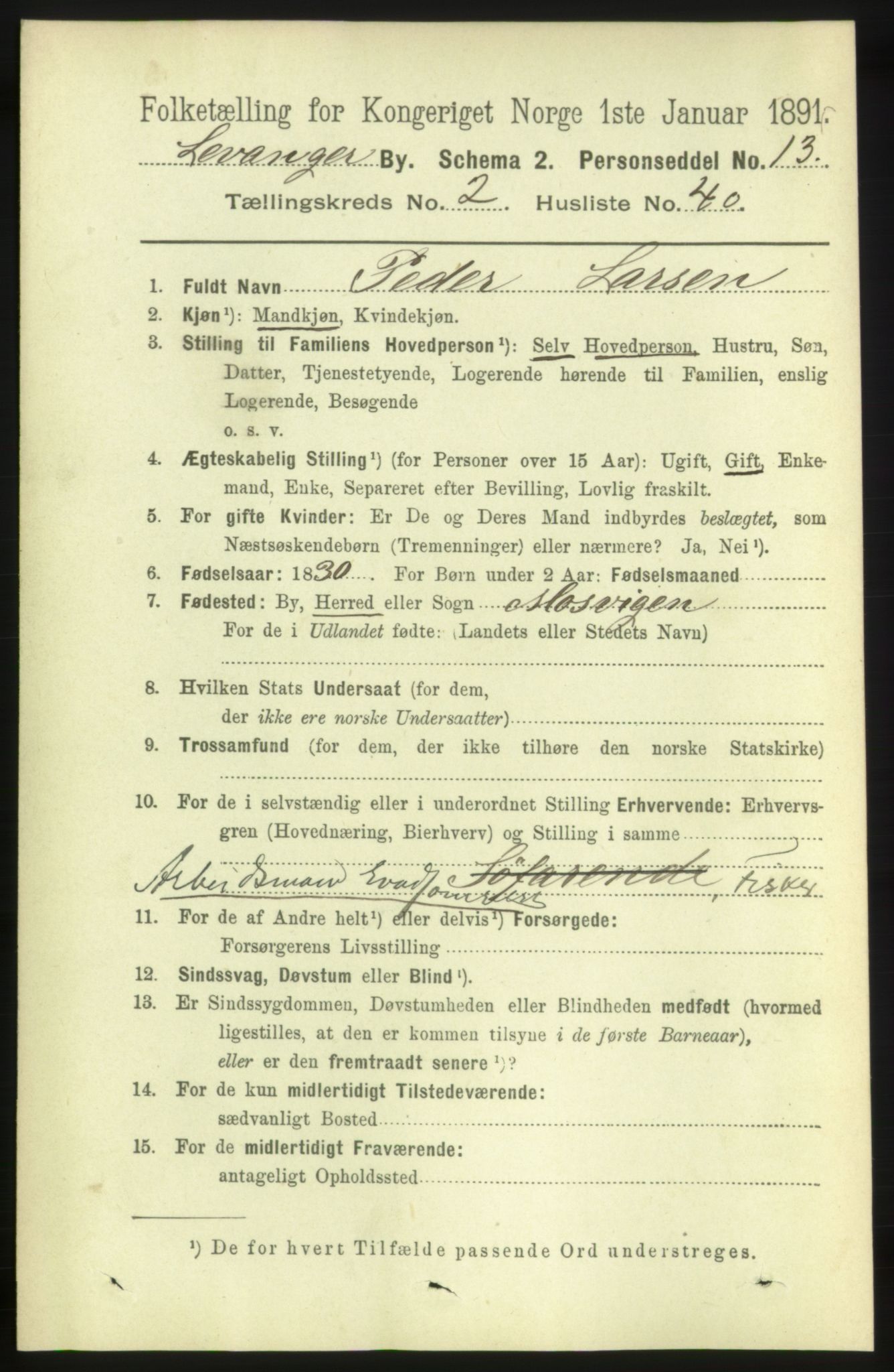 RA, 1891 census for 1701 Levanger, 1891, p. 817