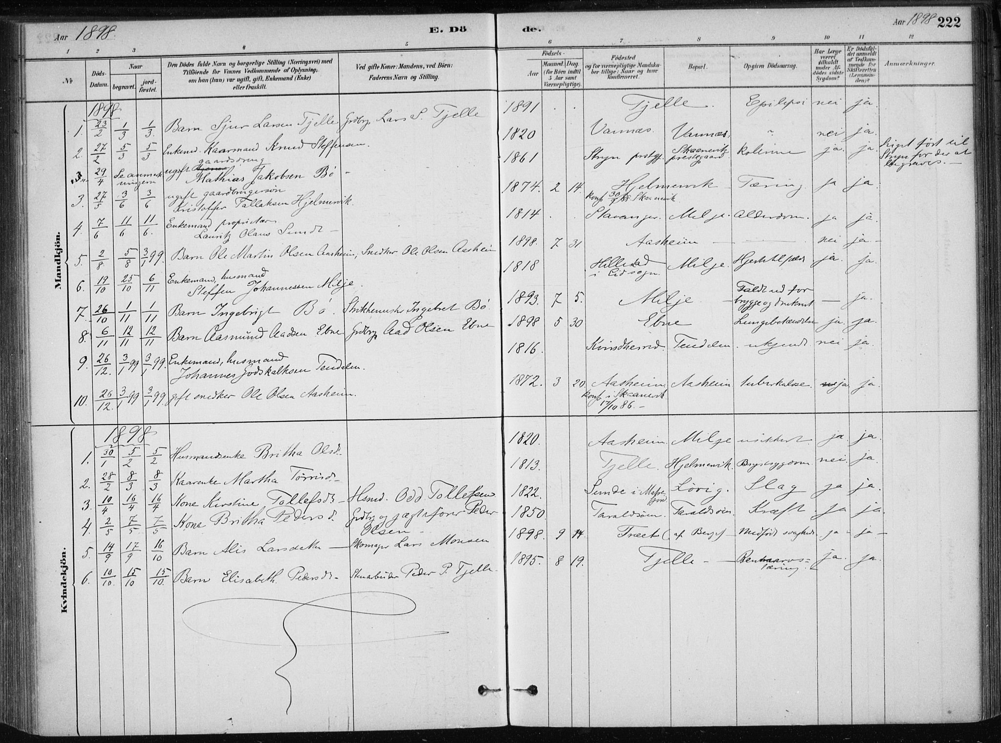 Skånevik sokneprestembete, SAB/A-77801/H/Haa: Parish register (official) no. B 1, 1879-1914, p. 222