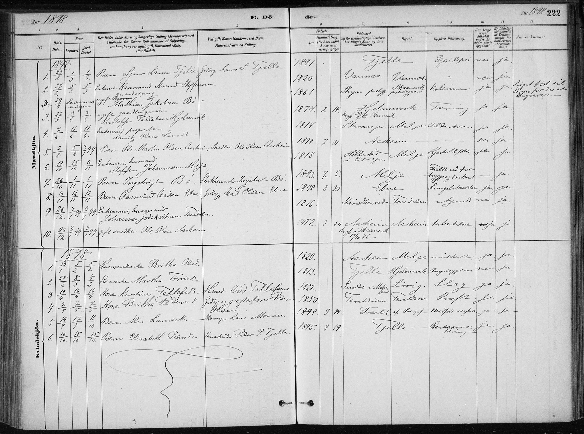 Skånevik sokneprestembete, AV/SAB-A-77801/H/Haa: Parish register (official) no. B 1, 1879-1914, p. 222