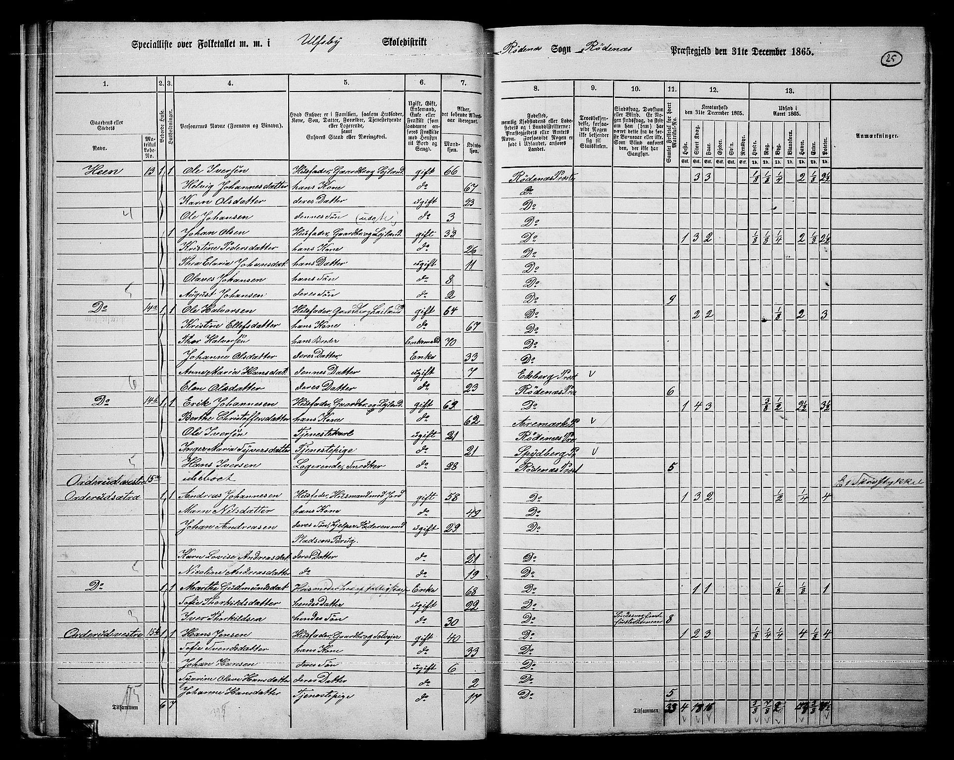 RA, 1865 census for Rødenes, 1865, p. 26