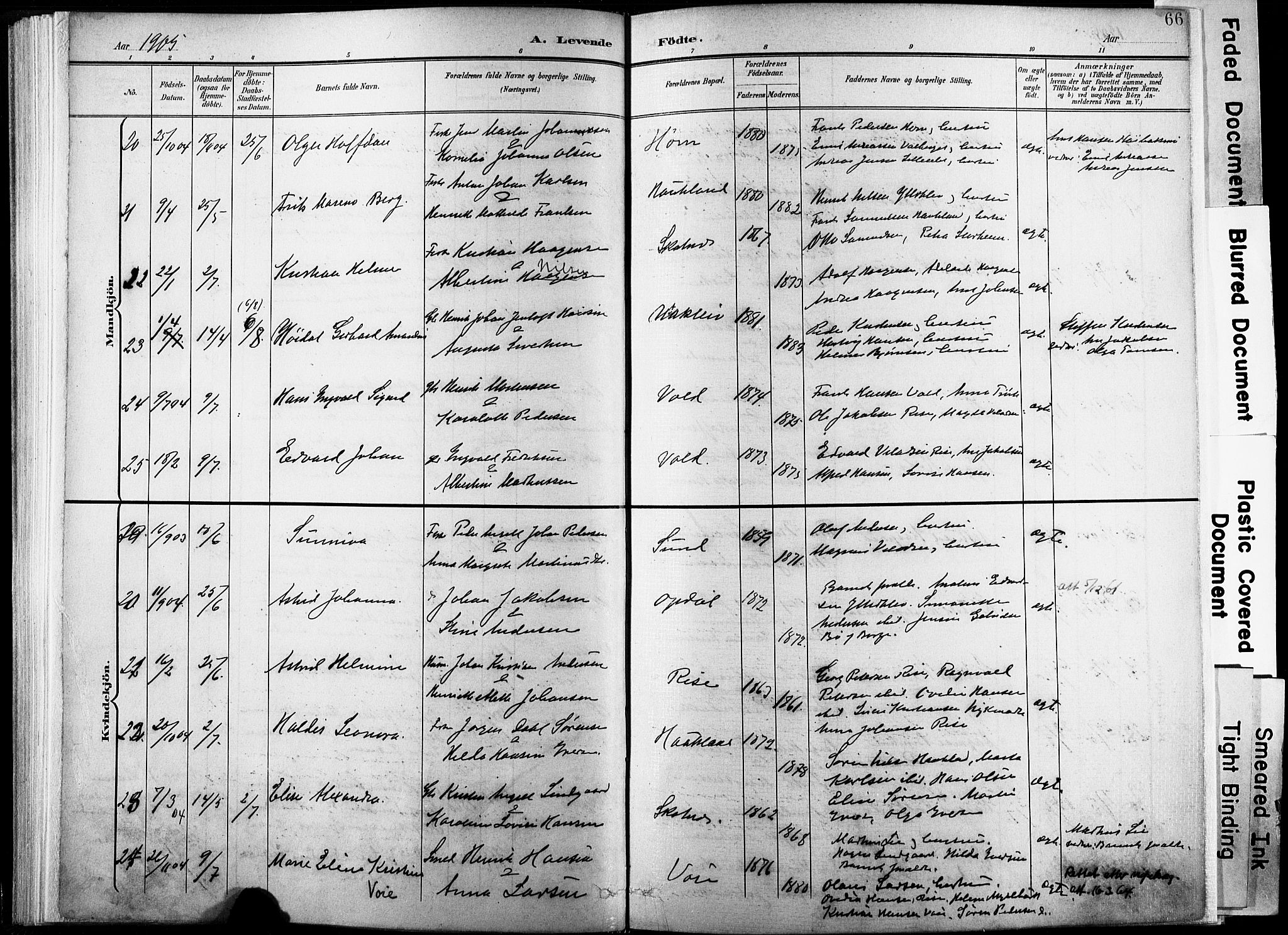 Ministerialprotokoller, klokkerbøker og fødselsregistre - Nordland, SAT/A-1459/881/L1151: Parish register (official) no. 881A04, 1899-1907, p. 66