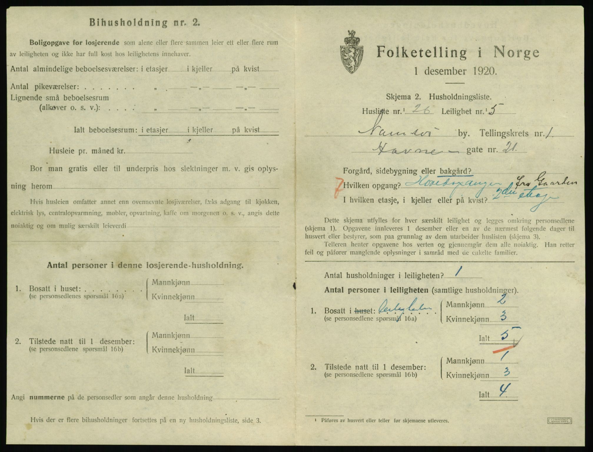 SAT, 1920 census for Namsos, 1920, p. 853