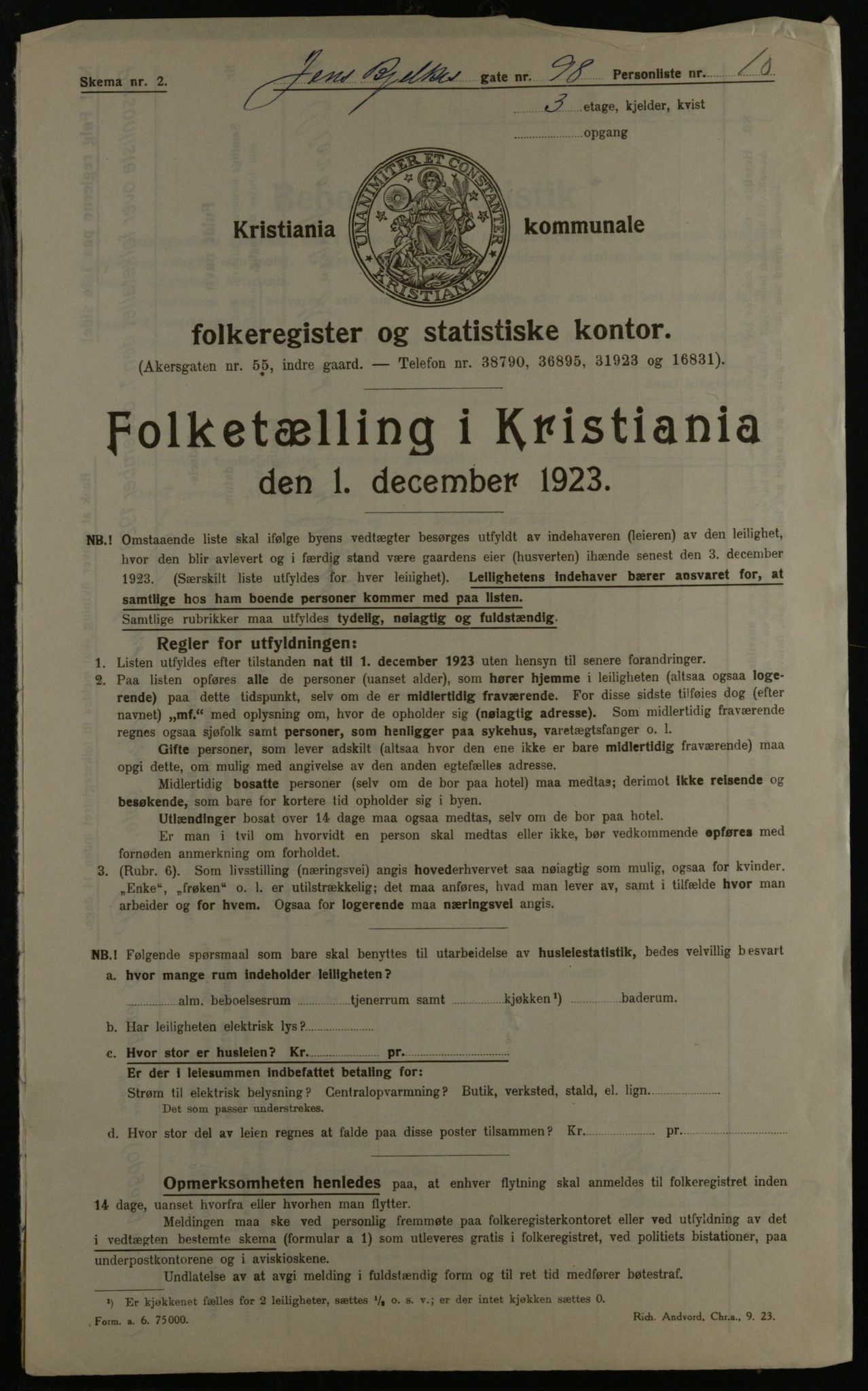 OBA, Municipal Census 1923 for Kristiania, 1923, p. 52434