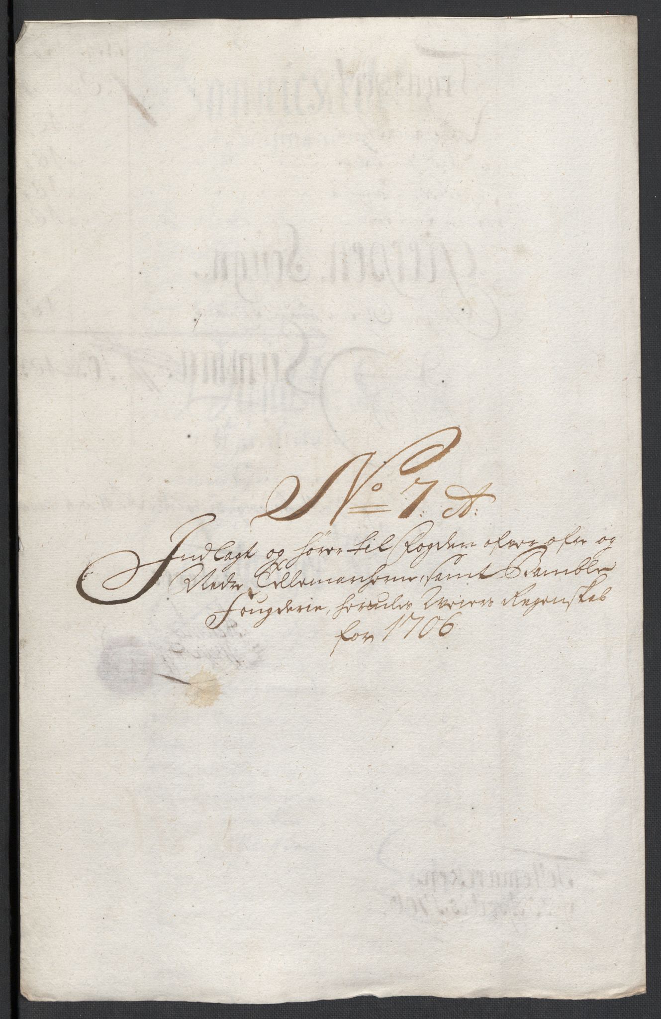 Rentekammeret inntil 1814, Reviderte regnskaper, Fogderegnskap, AV/RA-EA-4092/R36/L2116: Fogderegnskap Øvre og Nedre Telemark og Bamble, 1706-1707, p. 84