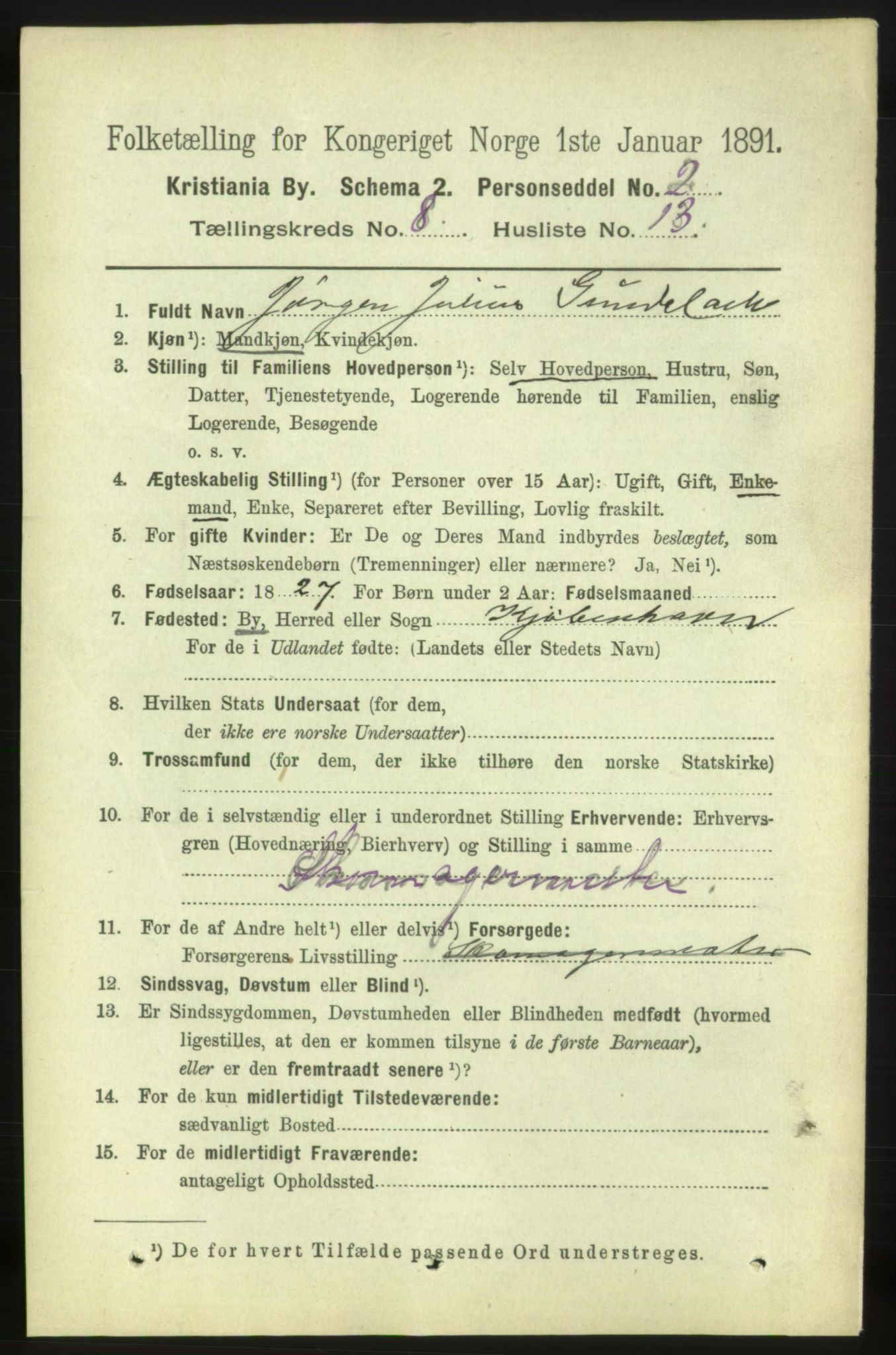 RA, 1891 census for 0301 Kristiania, 1891, p. 3592