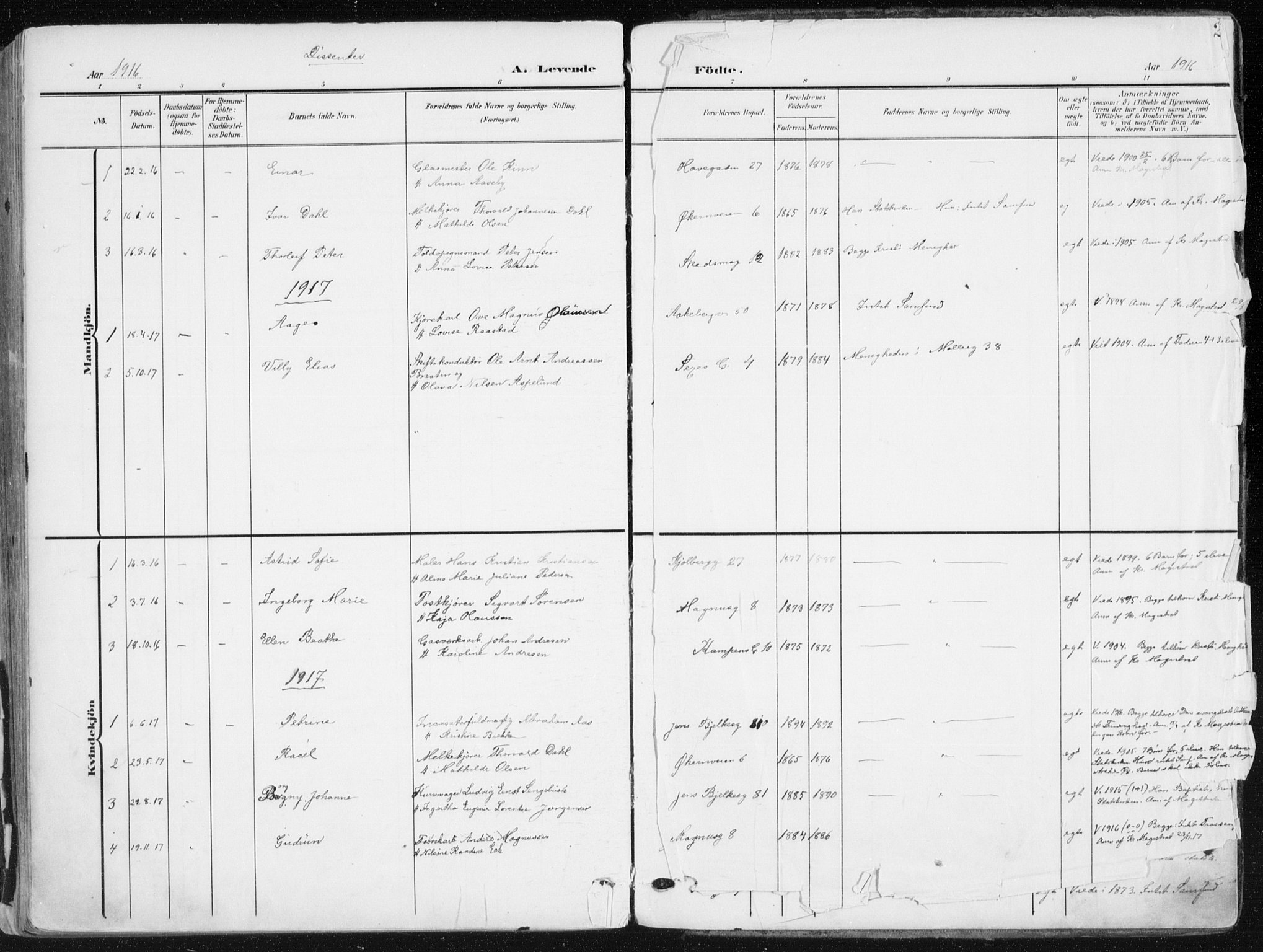 Kampen prestekontor Kirkebøker, SAO/A-10853/F/Fa/L0010: Parish register (official) no. I 10, 1905-1917, p. 288