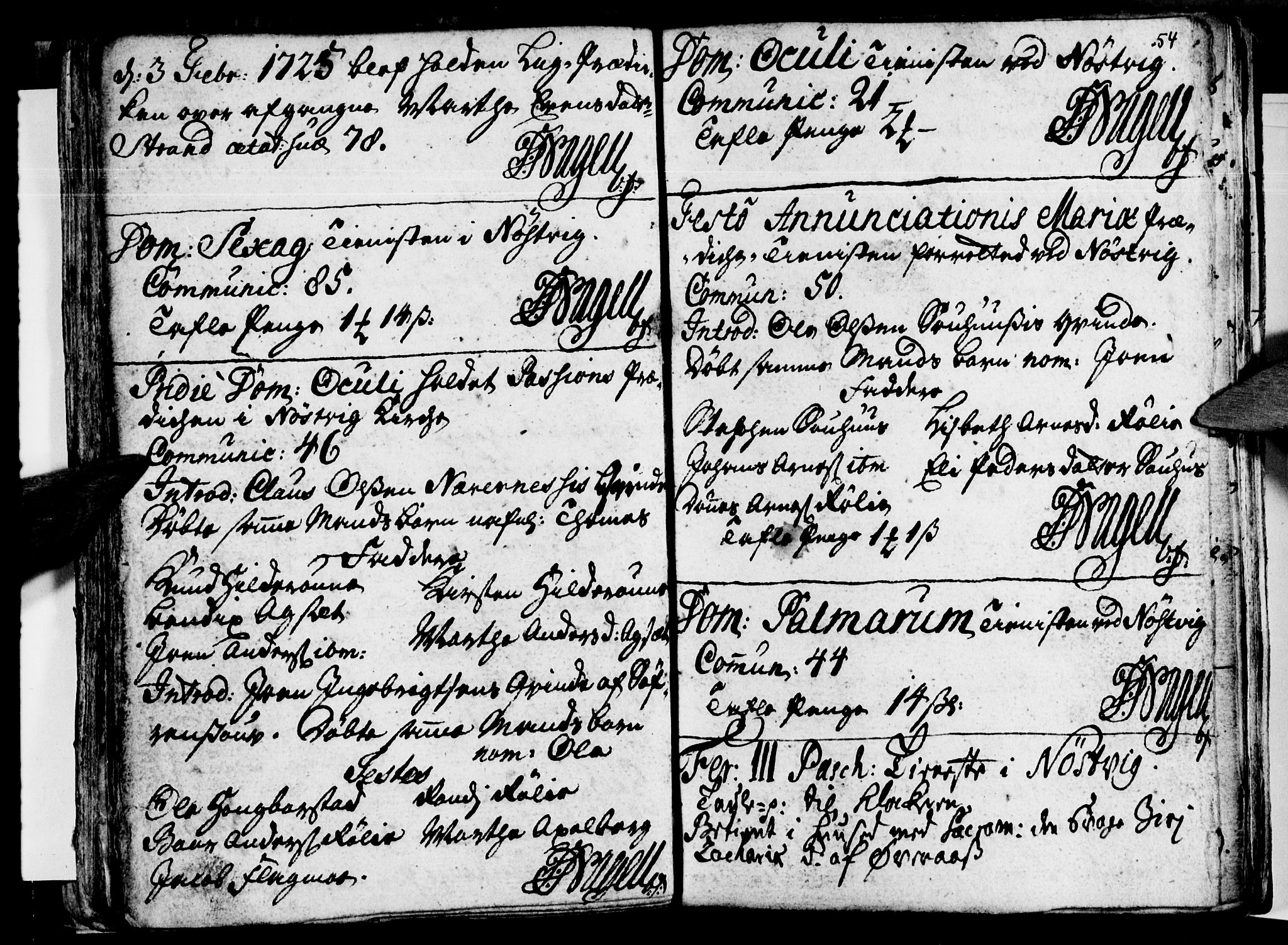 Ministerialprotokoller, klokkerbøker og fødselsregistre - Nordland, AV/SAT-A-1459/814/L0221: Parish register (official) no. 814A02, 1718-1762, p. 54