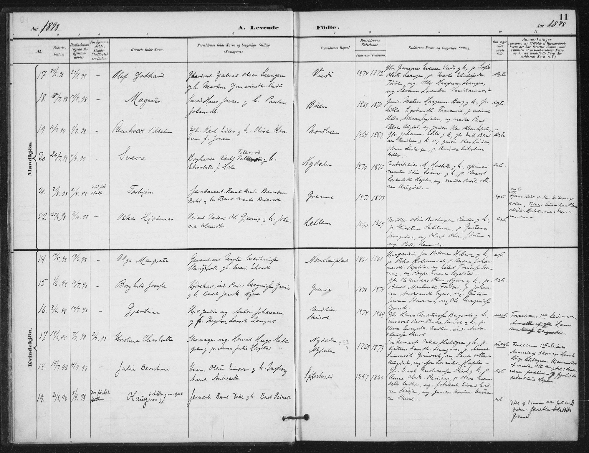 Ministerialprotokoller, klokkerbøker og fødselsregistre - Nord-Trøndelag, SAT/A-1458/714/L0131: Parish register (official) no. 714A02, 1896-1918, p. 11