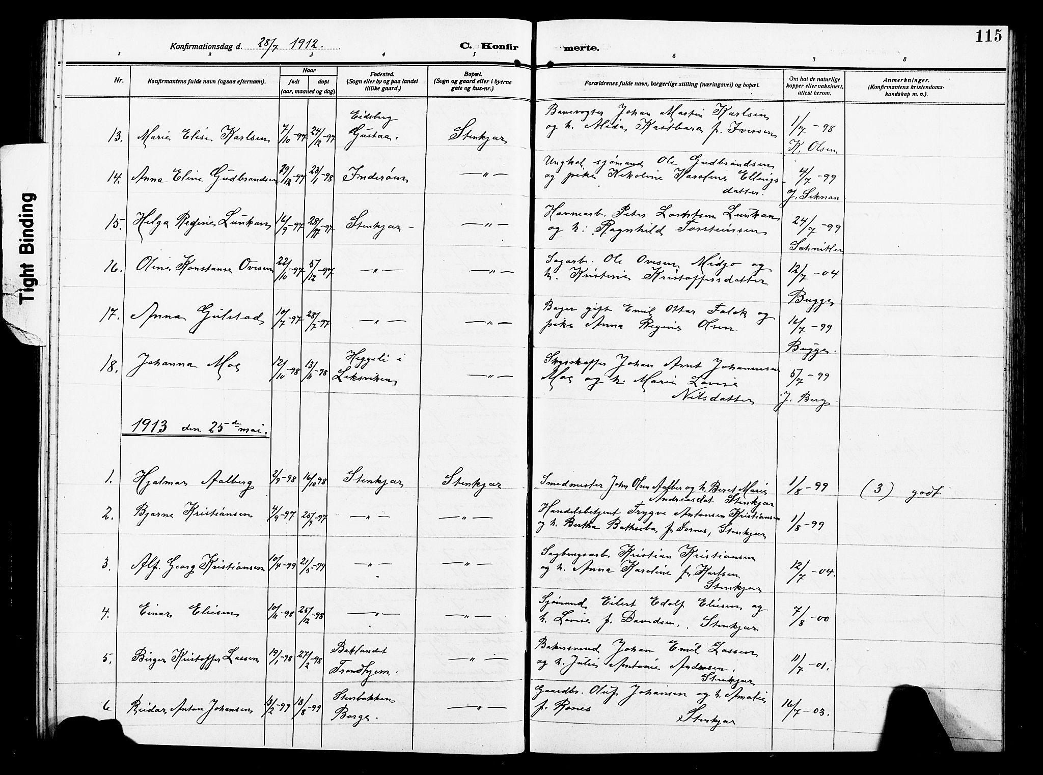 Ministerialprotokoller, klokkerbøker og fødselsregistre - Nord-Trøndelag, AV/SAT-A-1458/739/L0376: Parish register (copy) no. 739C04, 1908-1917, p. 115
