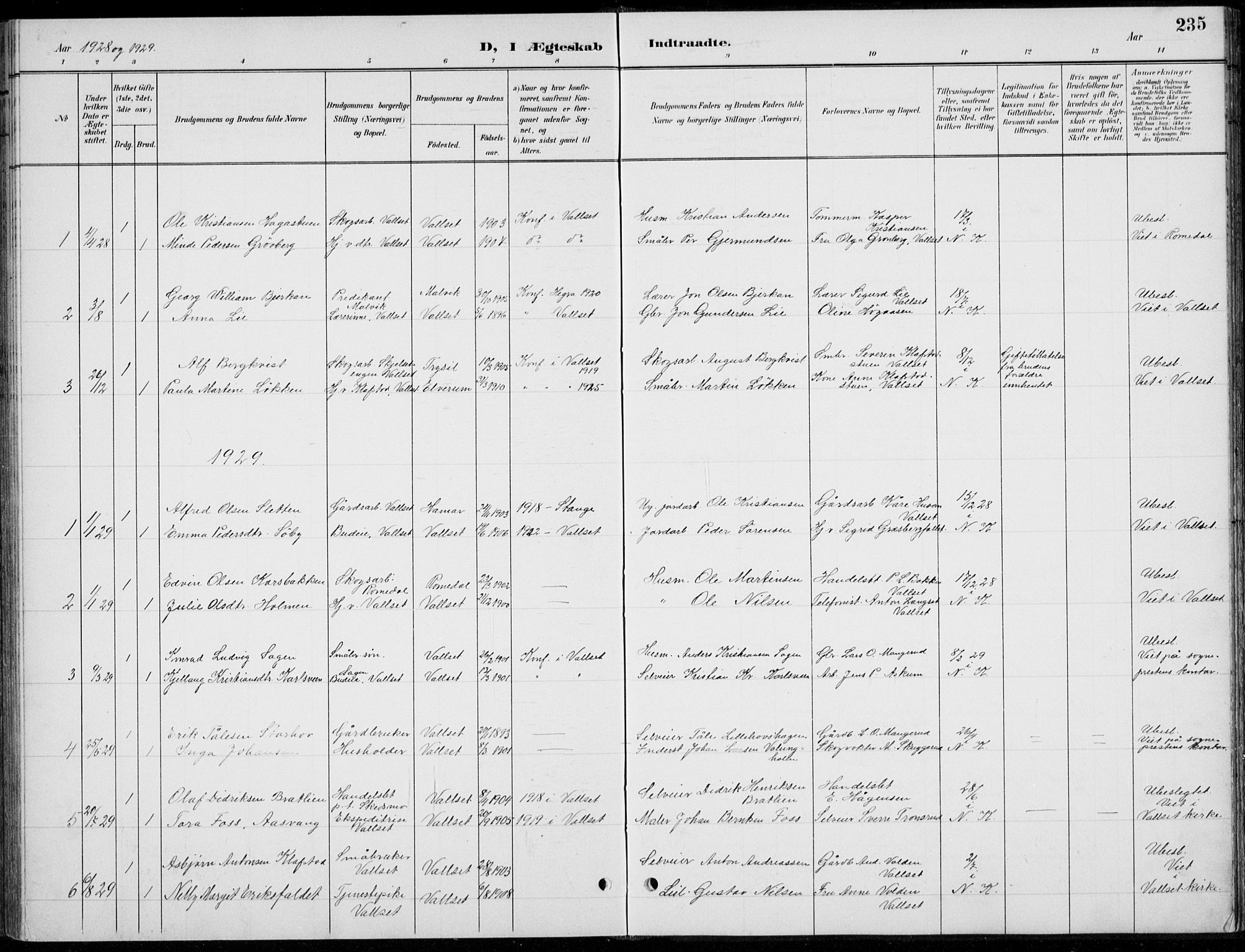 Romedal prestekontor, AV/SAH-PREST-004/L/L0013: Parish register (copy) no. 13, 1896-1937, p. 235