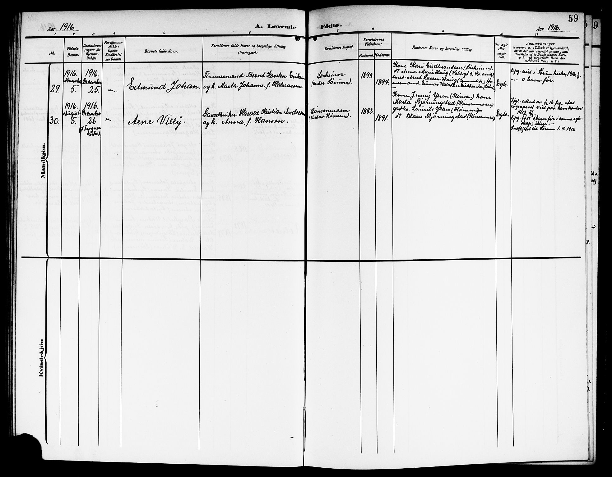 Sørum prestekontor Kirkebøker, SAO/A-10303/G/Ga/L0007: Parish register (copy) no. I 7, 1907-1917, p. 59