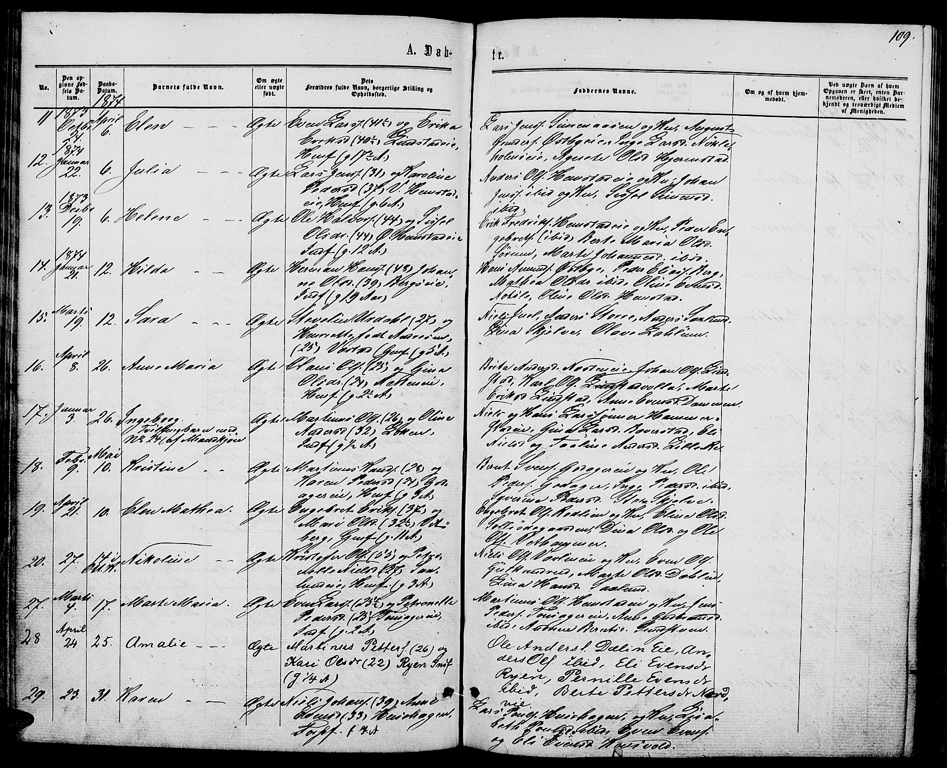 Stange prestekontor, AV/SAH-PREST-002/L/L0006: Parish register (copy) no. 6, 1864-1882, p. 109