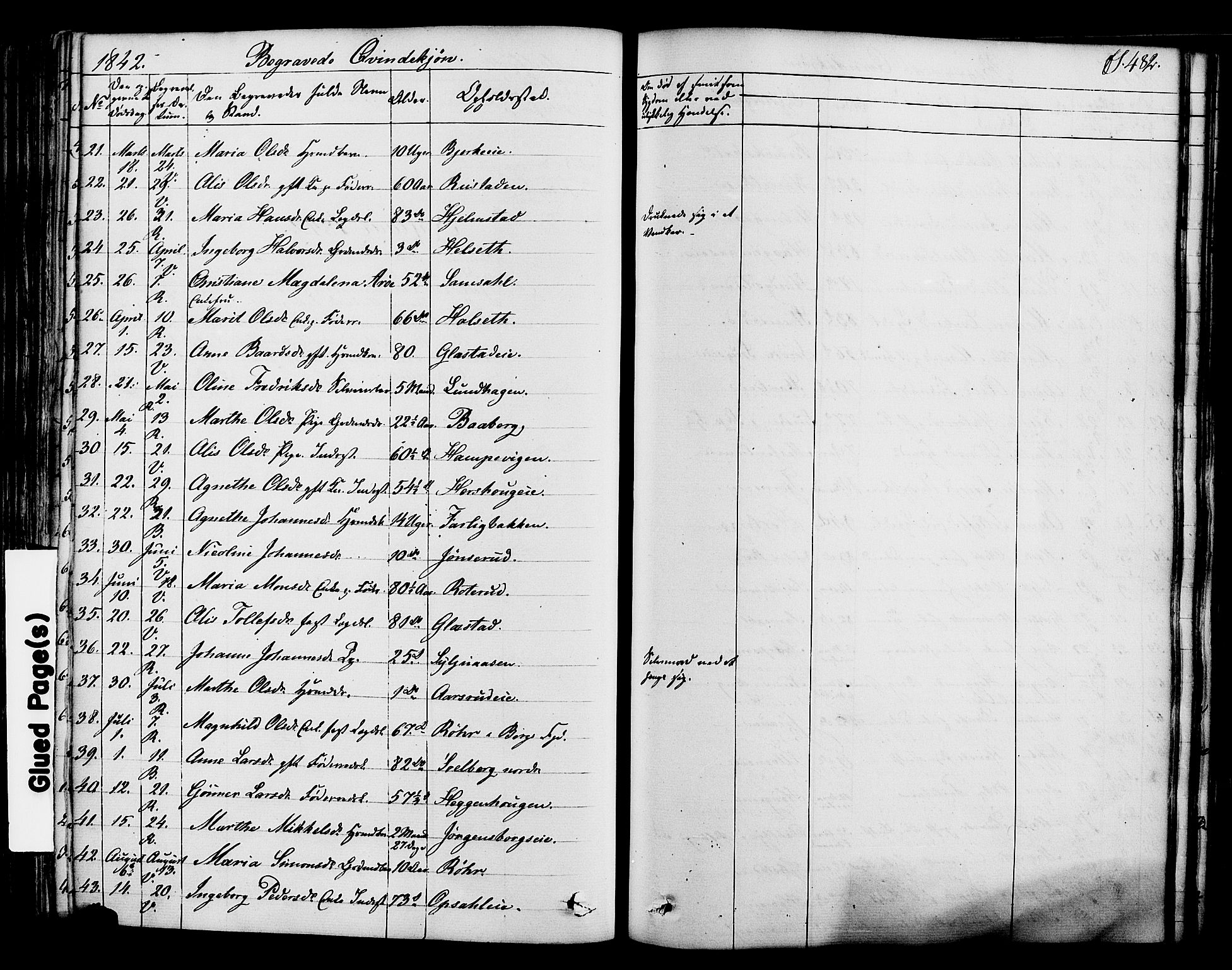 Ringsaker prestekontor, SAH/PREST-014/K/Ka/L0008: Parish register (official) no. 8, 1837-1850, p. 482