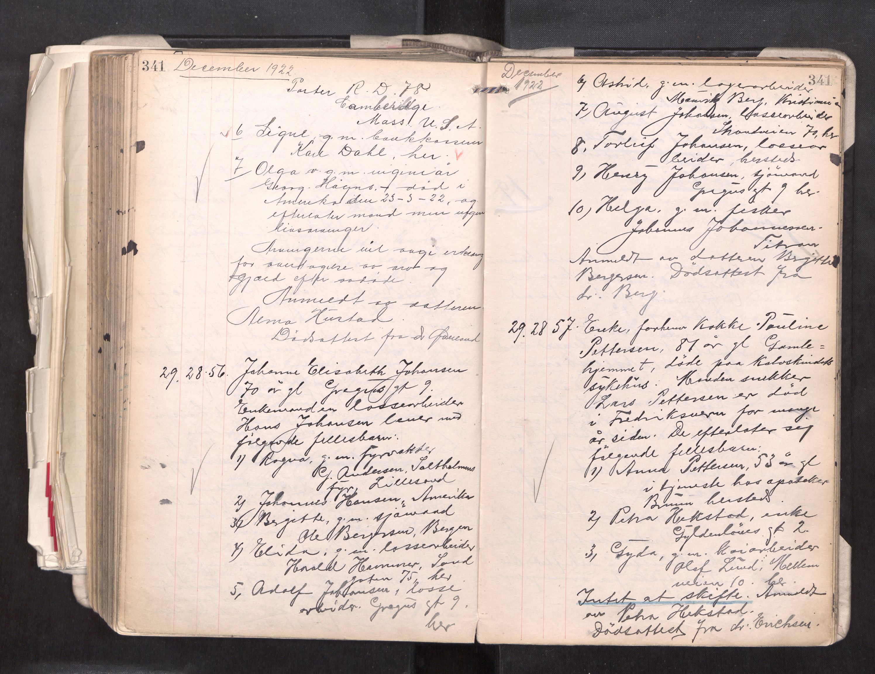 Trondheim byfogd, AV/SAT-A-0003/1/3/3L/L0011: Dødsanmeldelsesprotokoll, 1920-1923, p. 341