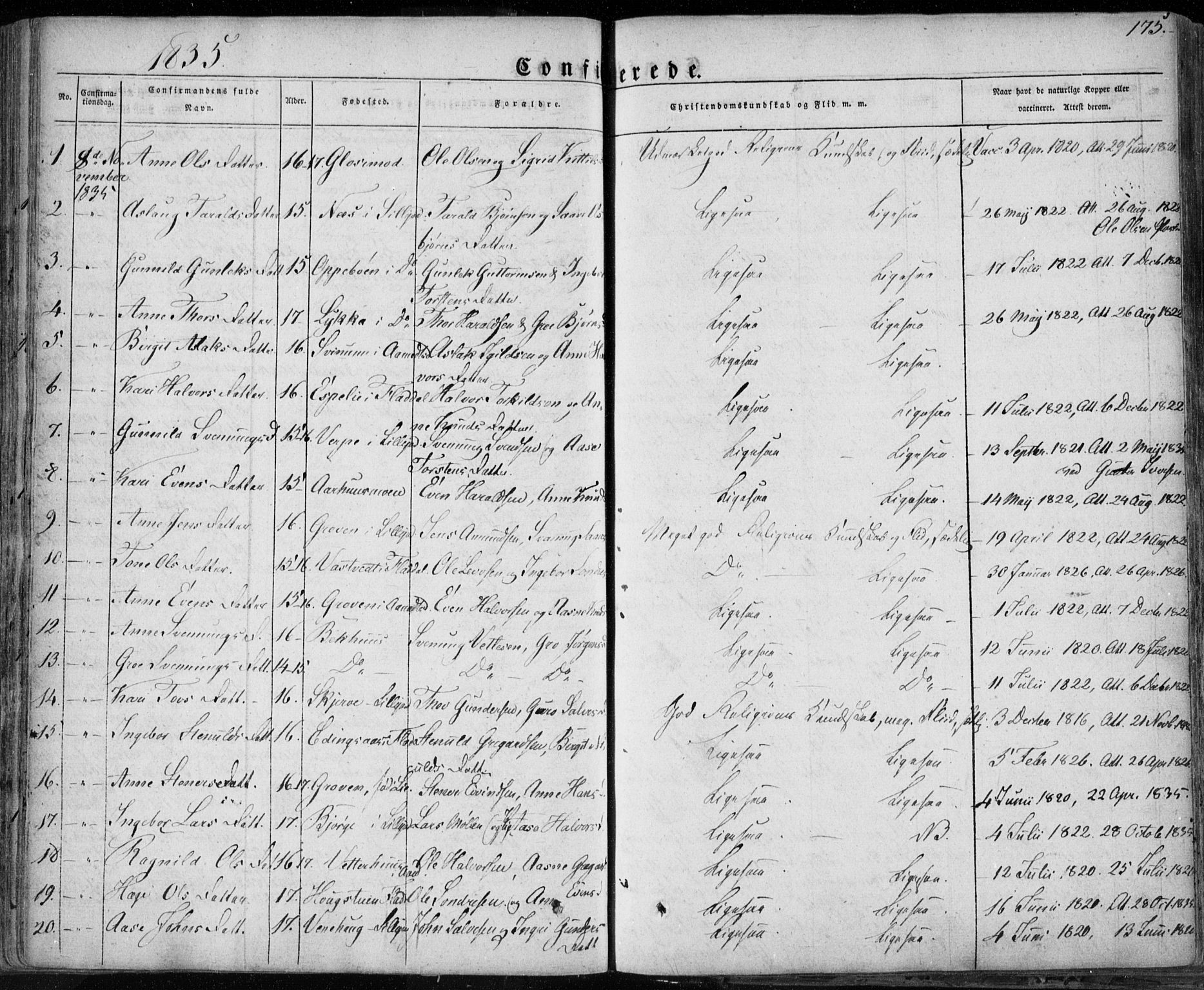 Seljord kirkebøker, SAKO/A-20/F/Fa/L0011: Parish register (official) no. I 11, 1831-1849, p. 175