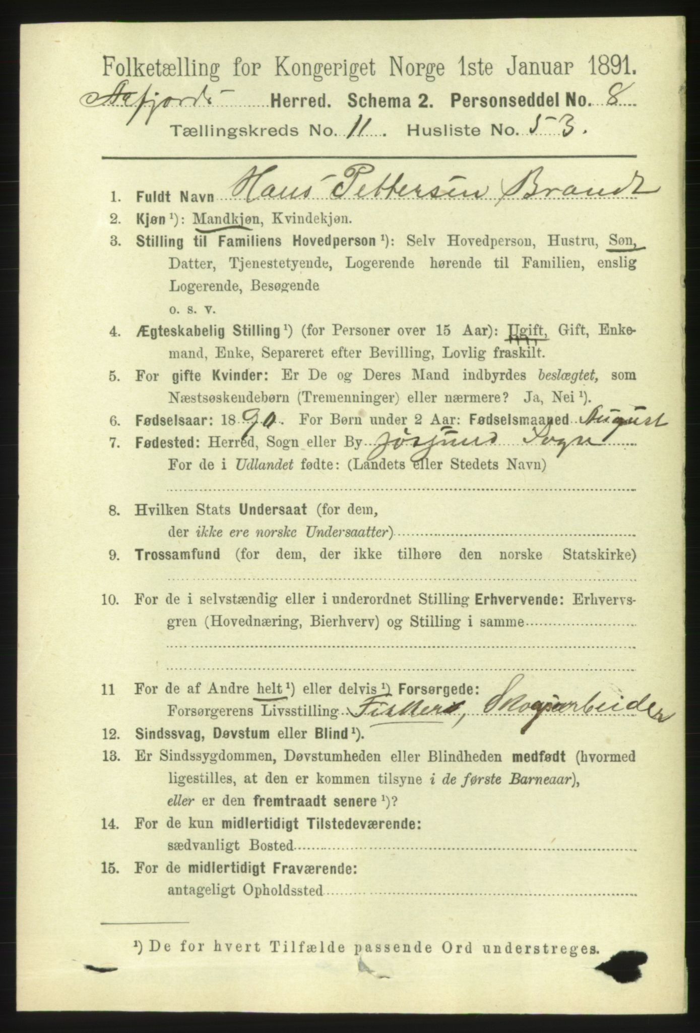 RA, 1891 census for 1630 Åfjord, 1891, p. 3684