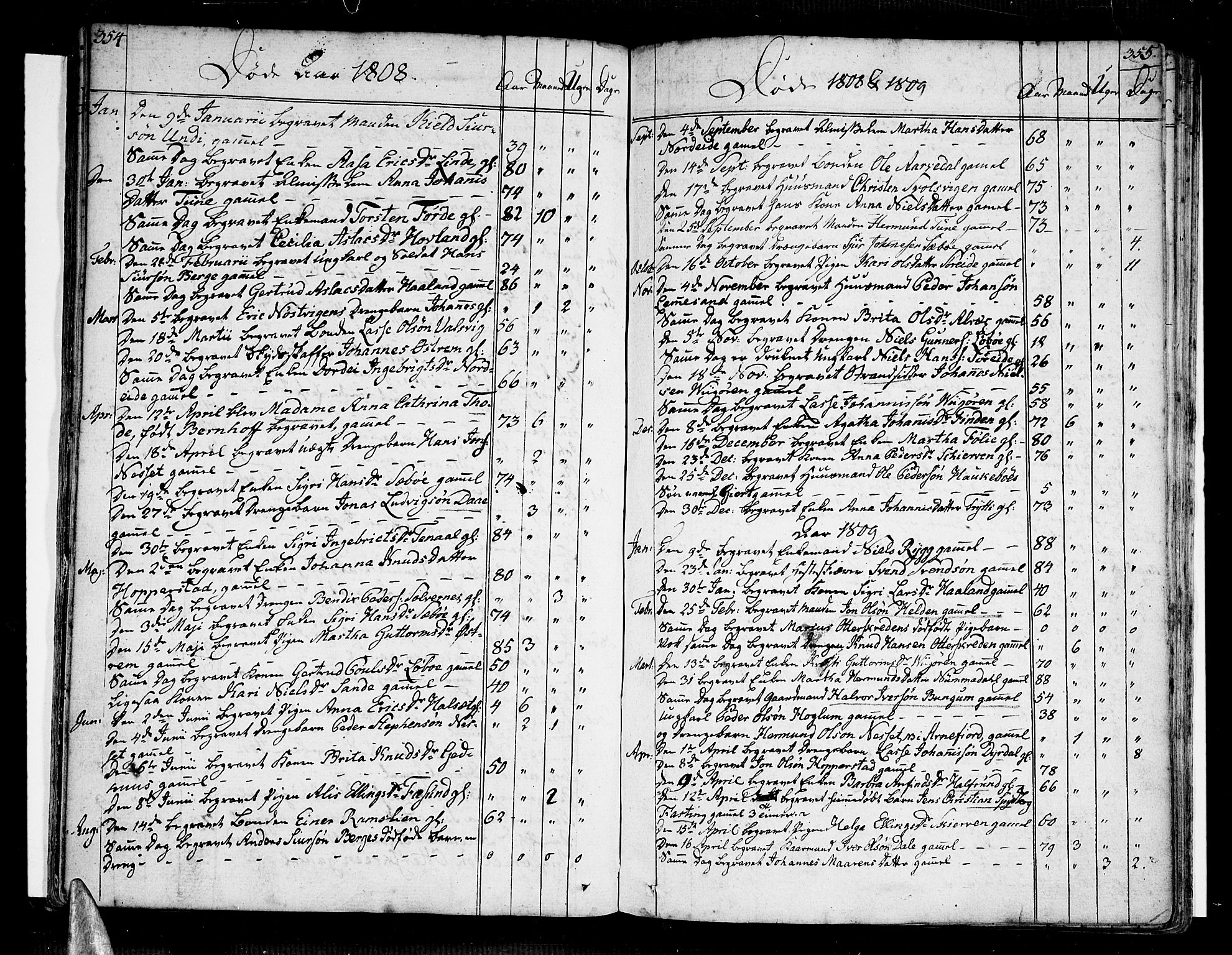 Vik sokneprestembete, SAB/A-81501: Parish register (official) no. A 5, 1787-1820, p. 354-355