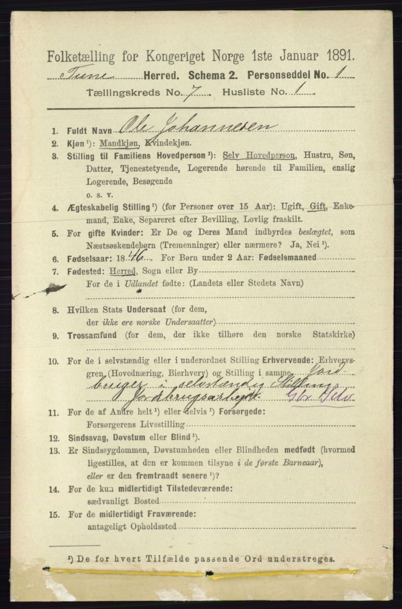 RA, 1891 census for 0130 Tune, 1891, p. 5144