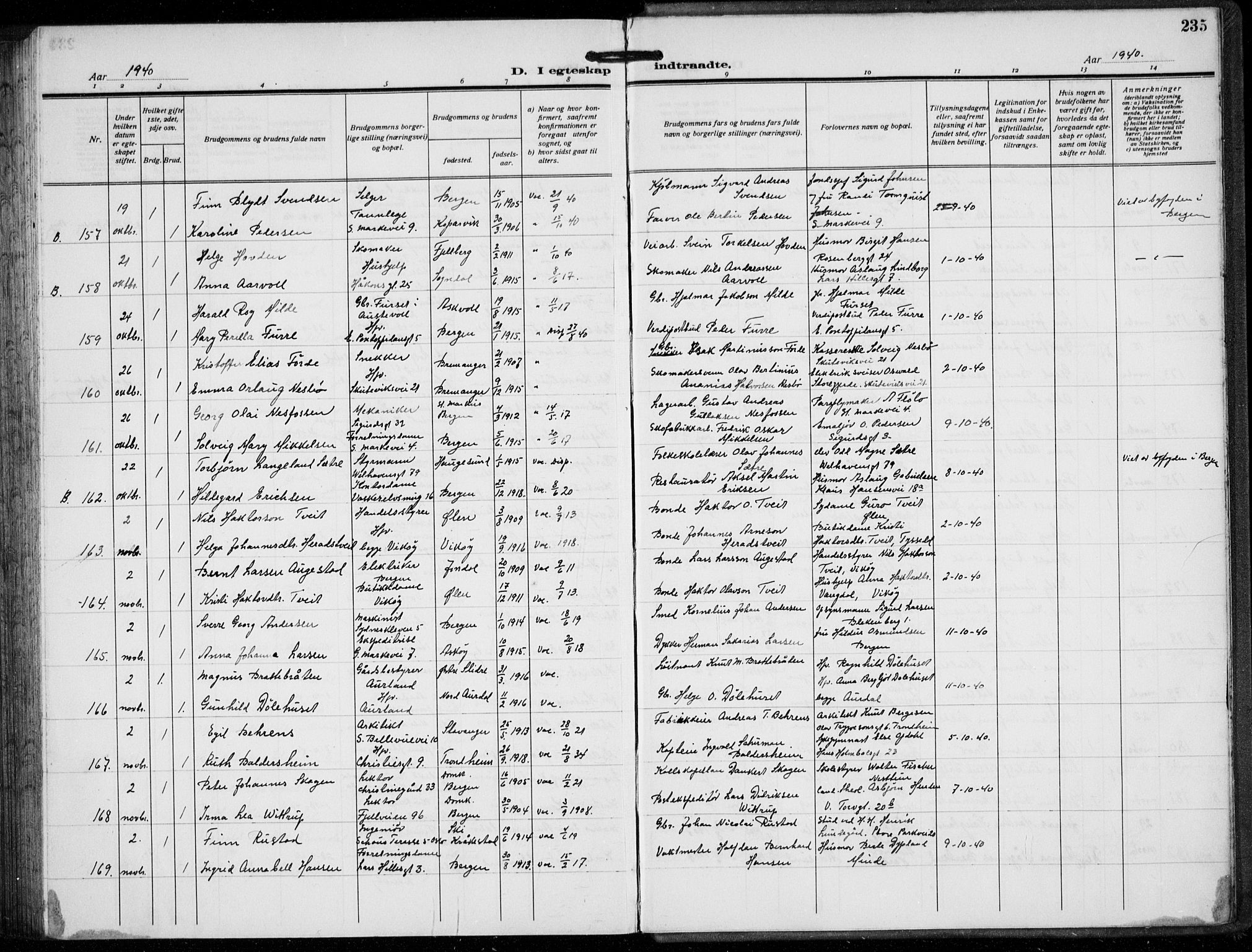 Domkirken sokneprestembete, AV/SAB-A-74801/H/Hab/L0034: Parish register (copy) no. D 6, 1924-1941, p. 235