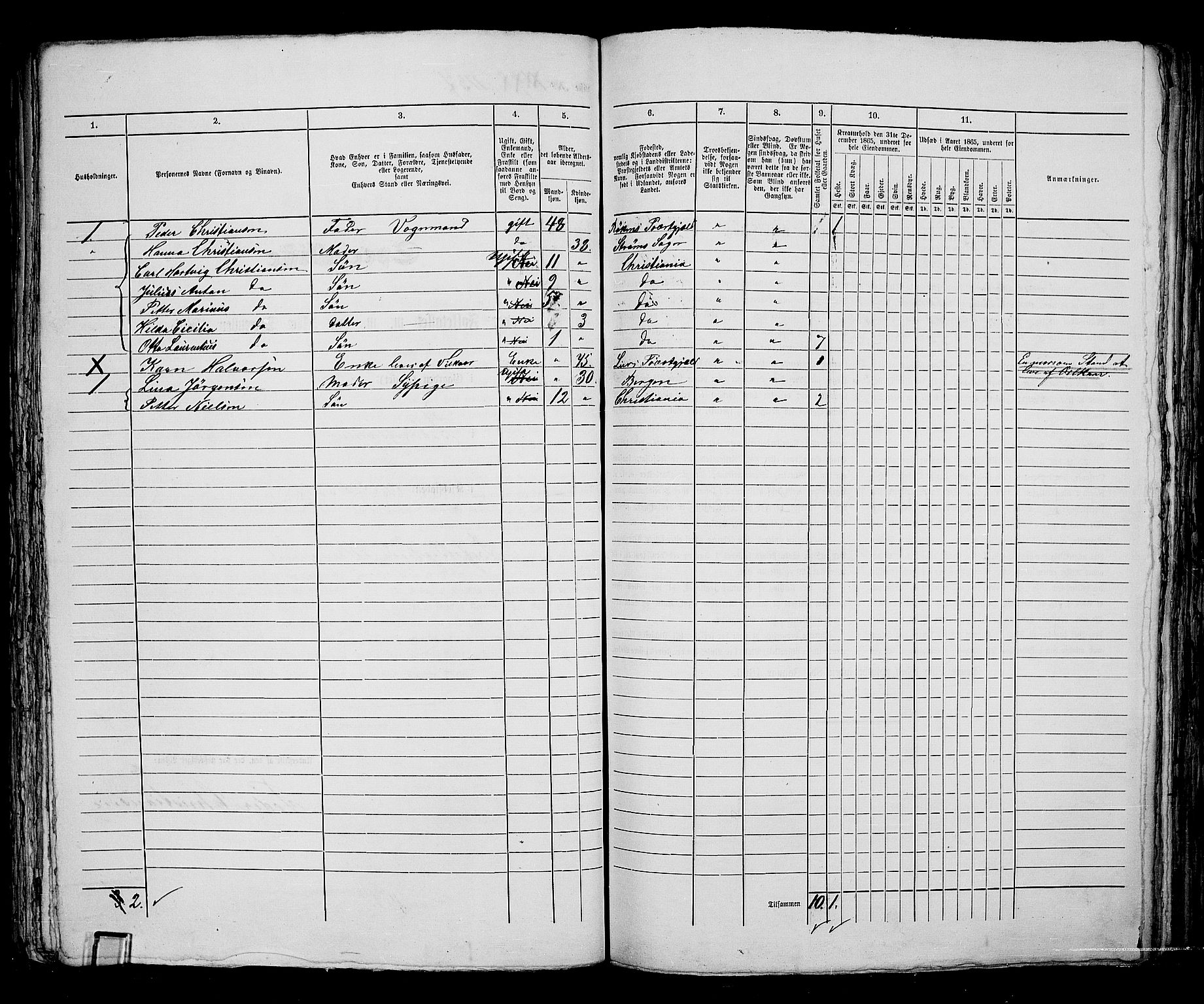 RA, 1865 census for Kristiania, 1865, p. 2560