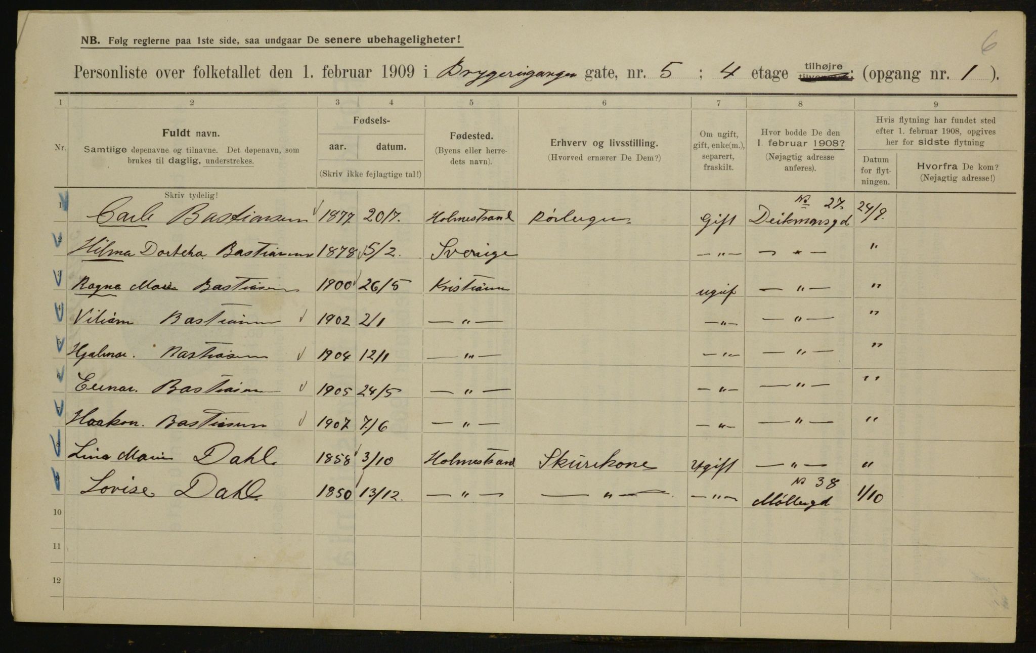 OBA, Municipal Census 1909 for Kristiania, 1909, p. 39428