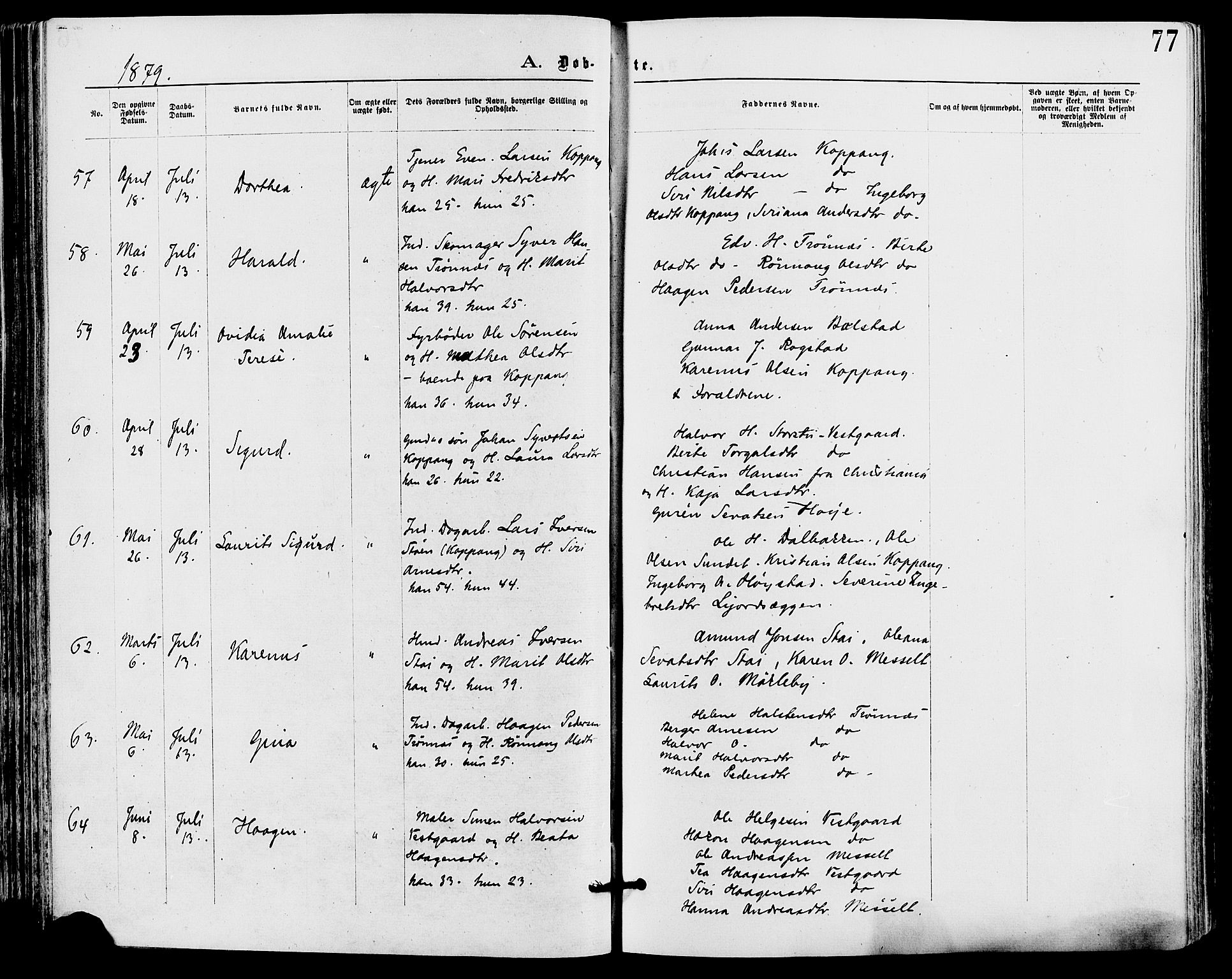 Stor-Elvdal prestekontor, AV/SAH-PREST-052/H/Ha/Haa/L0001: Parish register (official) no. 1, 1871-1882, p. 77