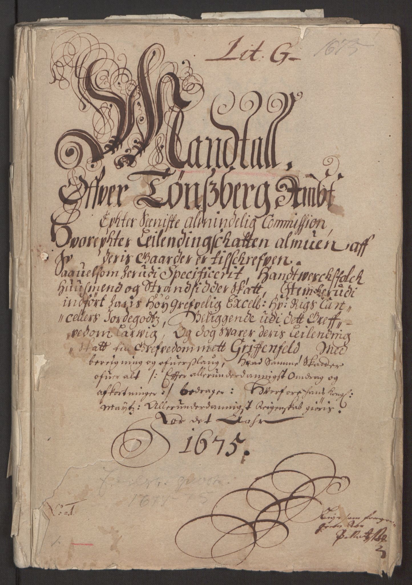 Rentekammeret inntil 1814, Reviderte regnskaper, Fogderegnskap, RA/EA-4092/R32/L1843: Fogderegnskap Jarlsberg grevskap, 1674-1675, p. 111