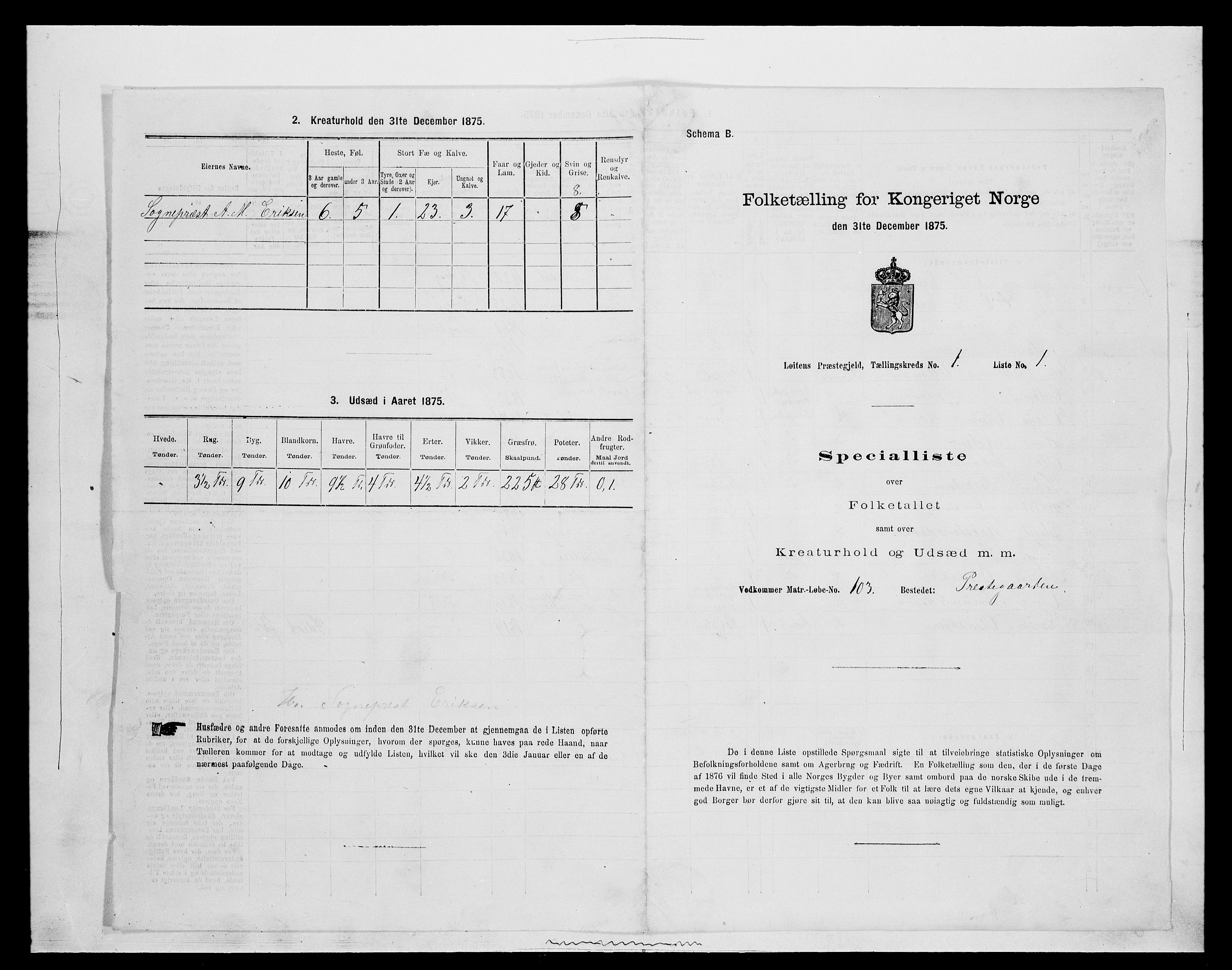 SAH, 1875 census for 0415P Løten, 1875, p. 105