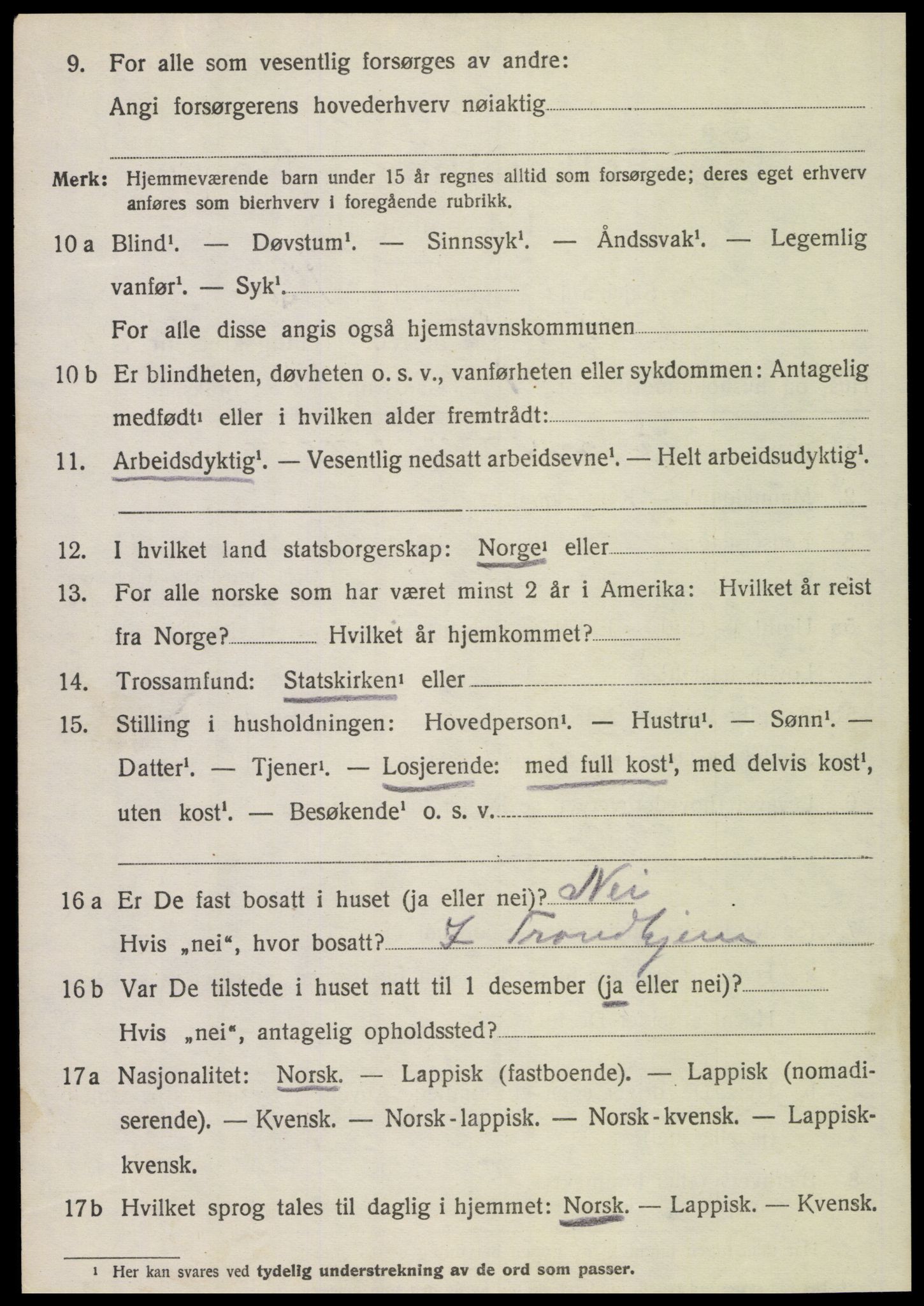 SAT, 1920 census for Sparbu, 1920, p. 6842