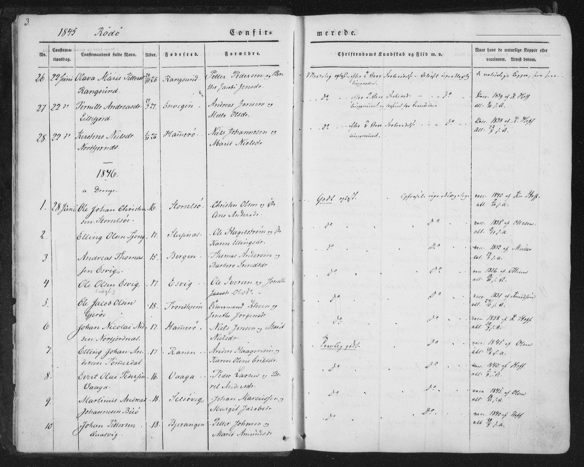 Ministerialprotokoller, klokkerbøker og fødselsregistre - Nordland, AV/SAT-A-1459/841/L0604: Parish register (official) no. 841A09 /1, 1845-1862, p. 3