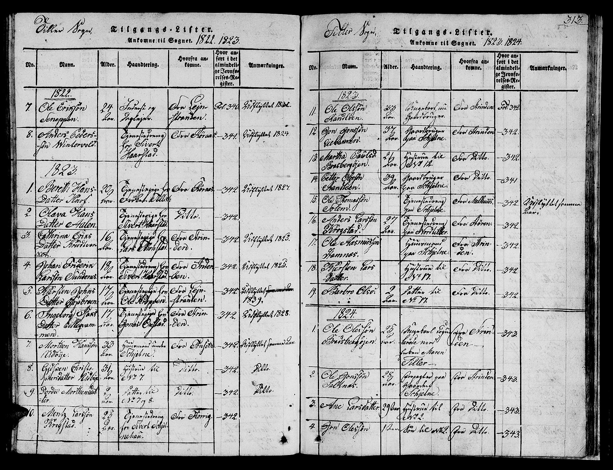 Ministerialprotokoller, klokkerbøker og fødselsregistre - Sør-Trøndelag, SAT/A-1456/621/L0458: Parish register (copy) no. 621C01, 1816-1865, p. 313