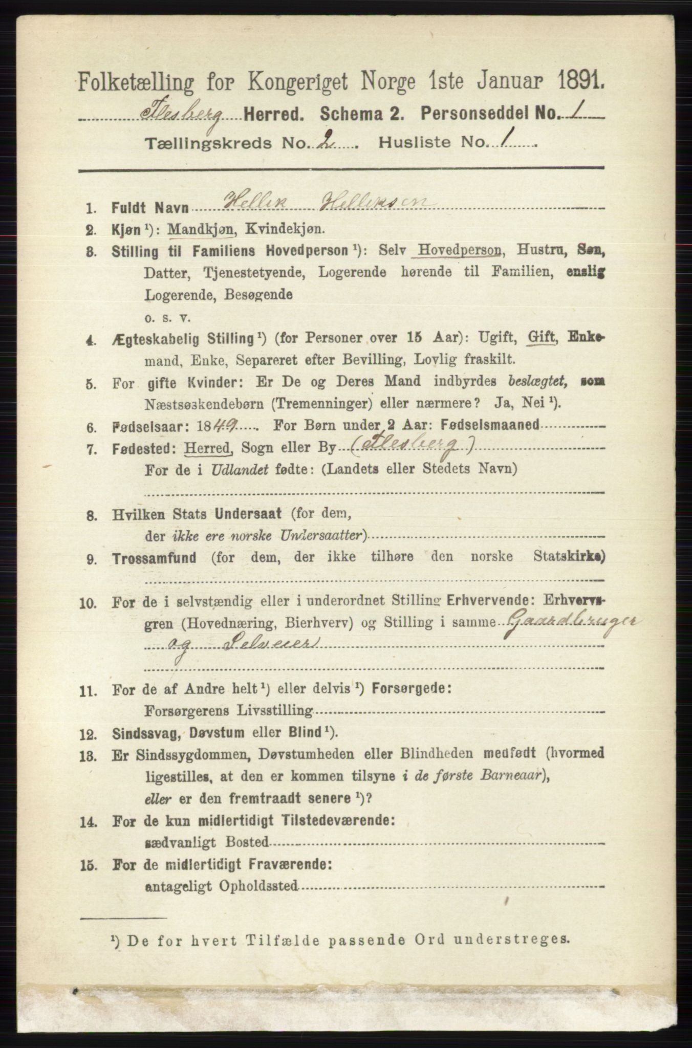 RA, 1891 census for 0631 Flesberg, 1891, p. 246