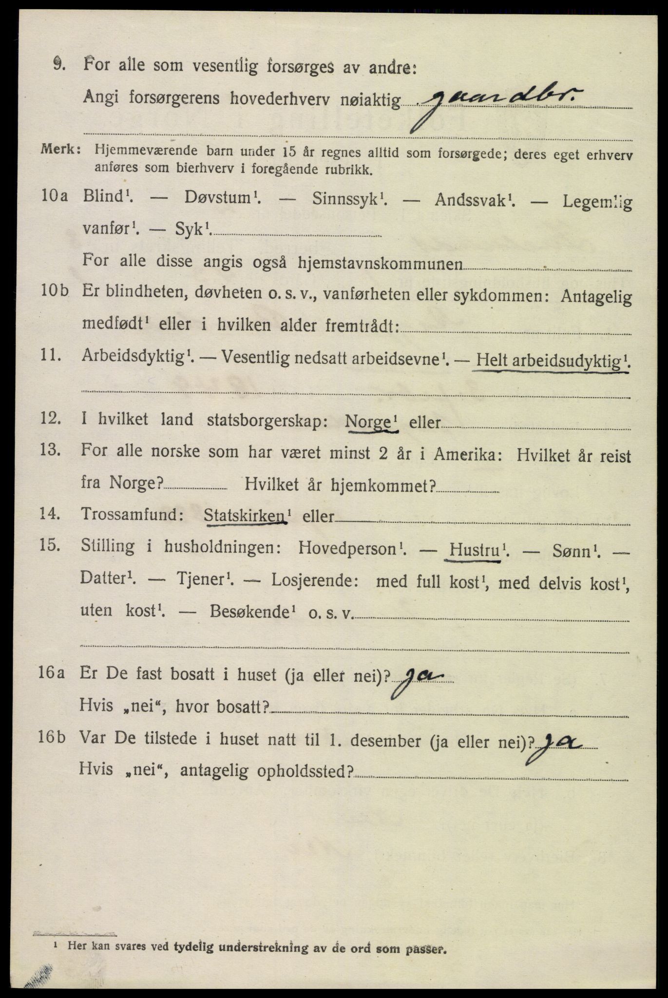 SAK, 1920 census for Iveland, 1920, p. 2292