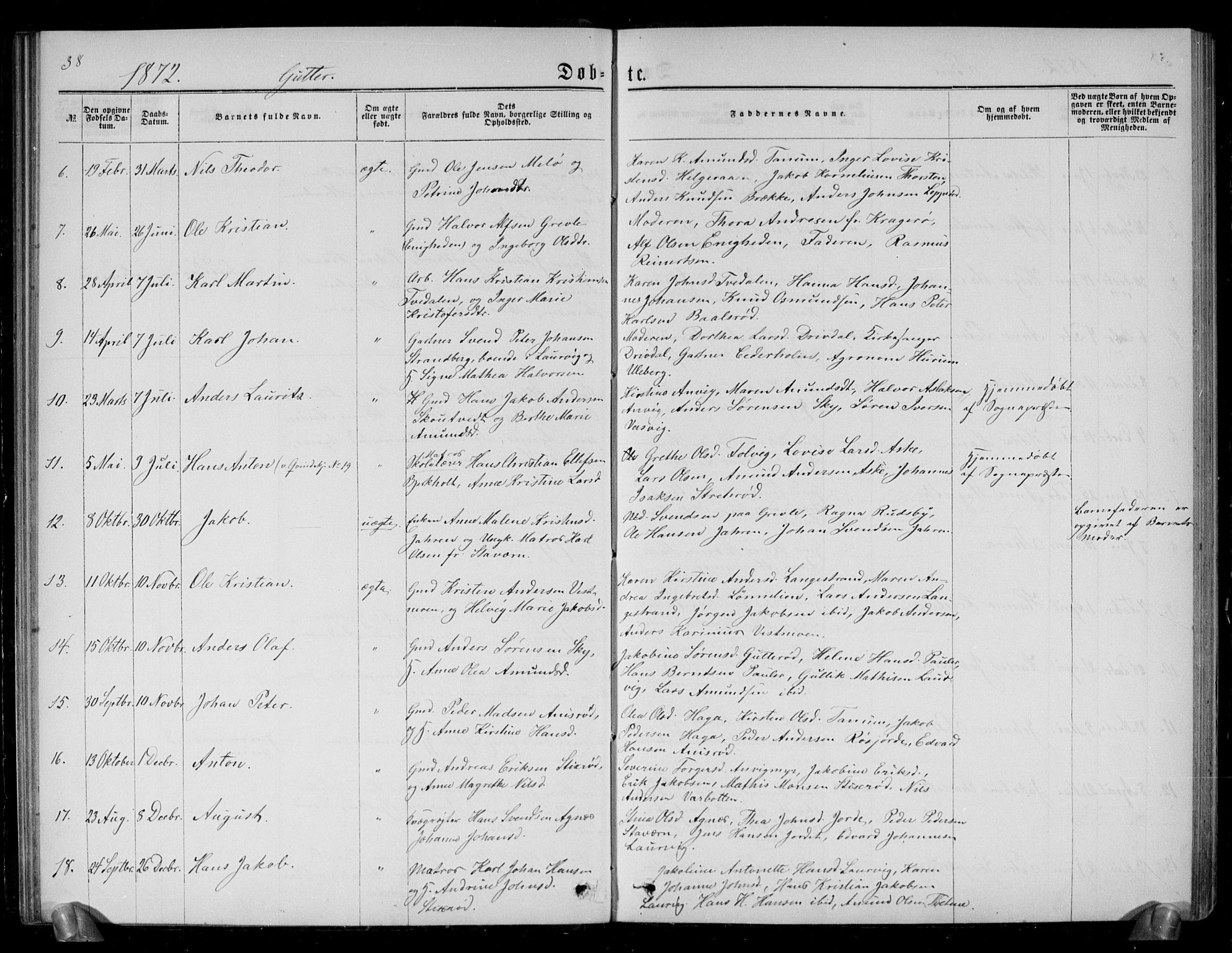 Brunlanes kirkebøker, SAKO/A-342/G/Ga/L0002: Parish register (copy) no. I 2, 1866-1876, p. 38