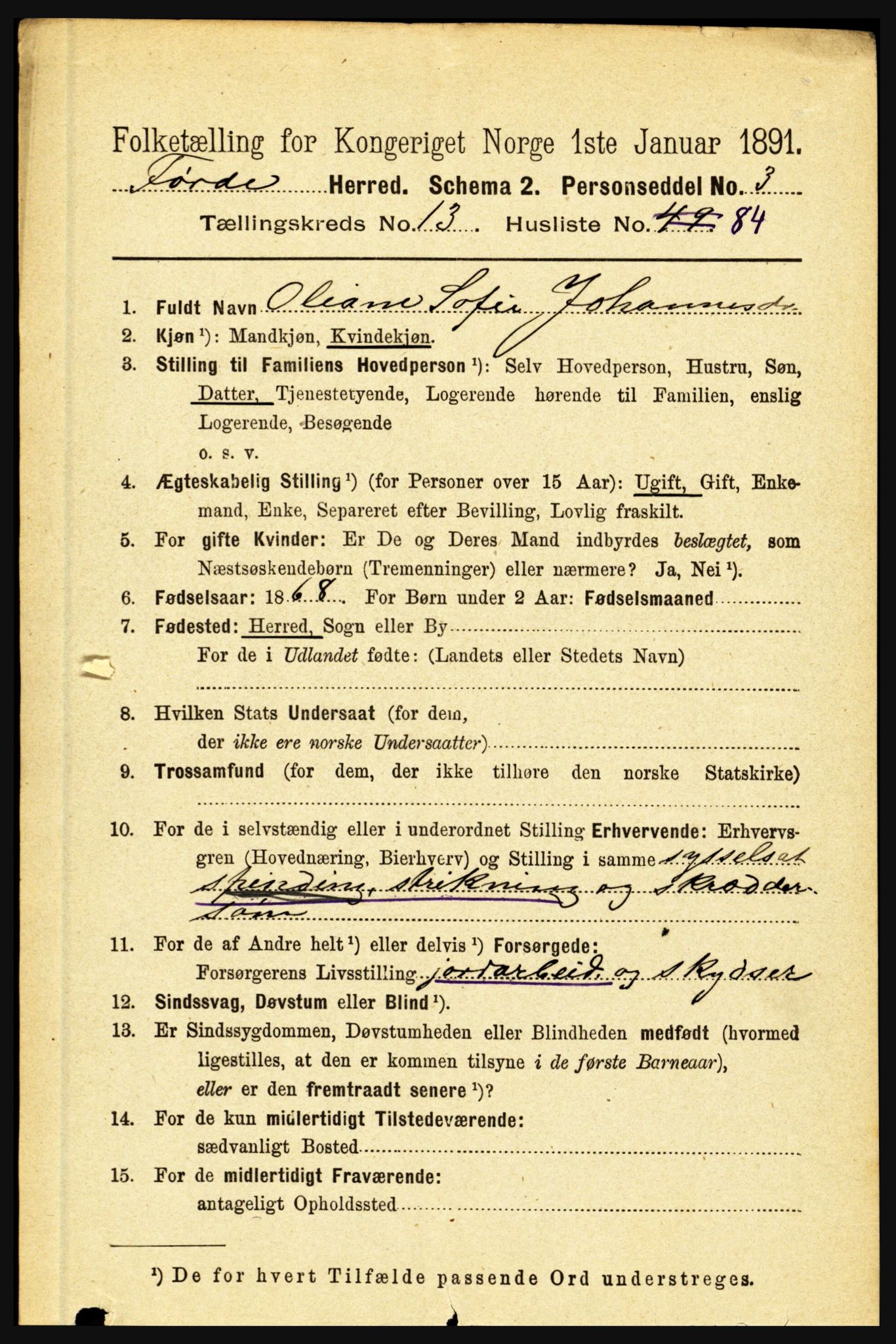 RA, 1891 census for 1432 Førde, 1891, p. 5056