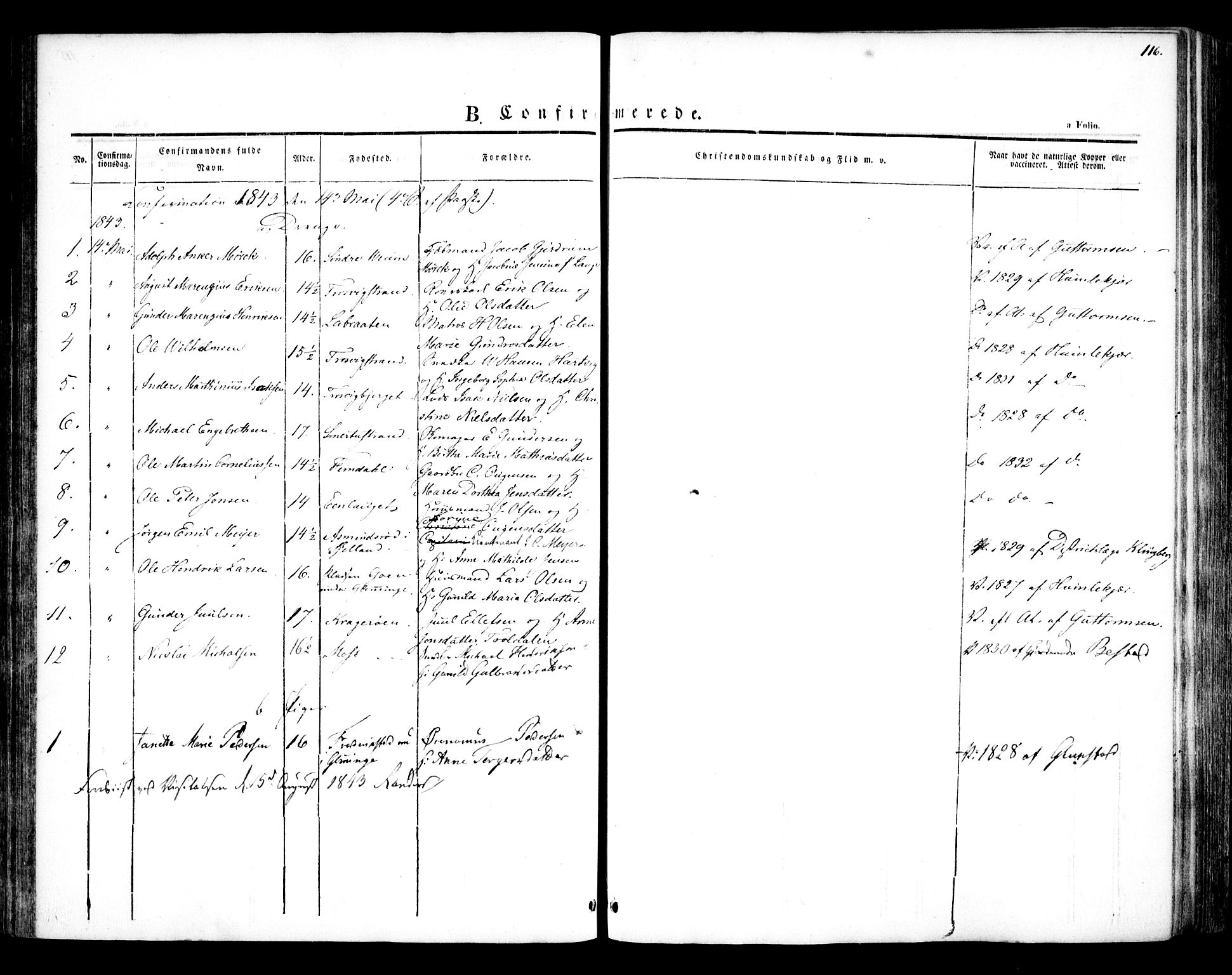 Glemmen prestekontor Kirkebøker, AV/SAO-A-10908/F/Fa/L0005: Parish register (official) no. 5, 1838-1852, p. 116