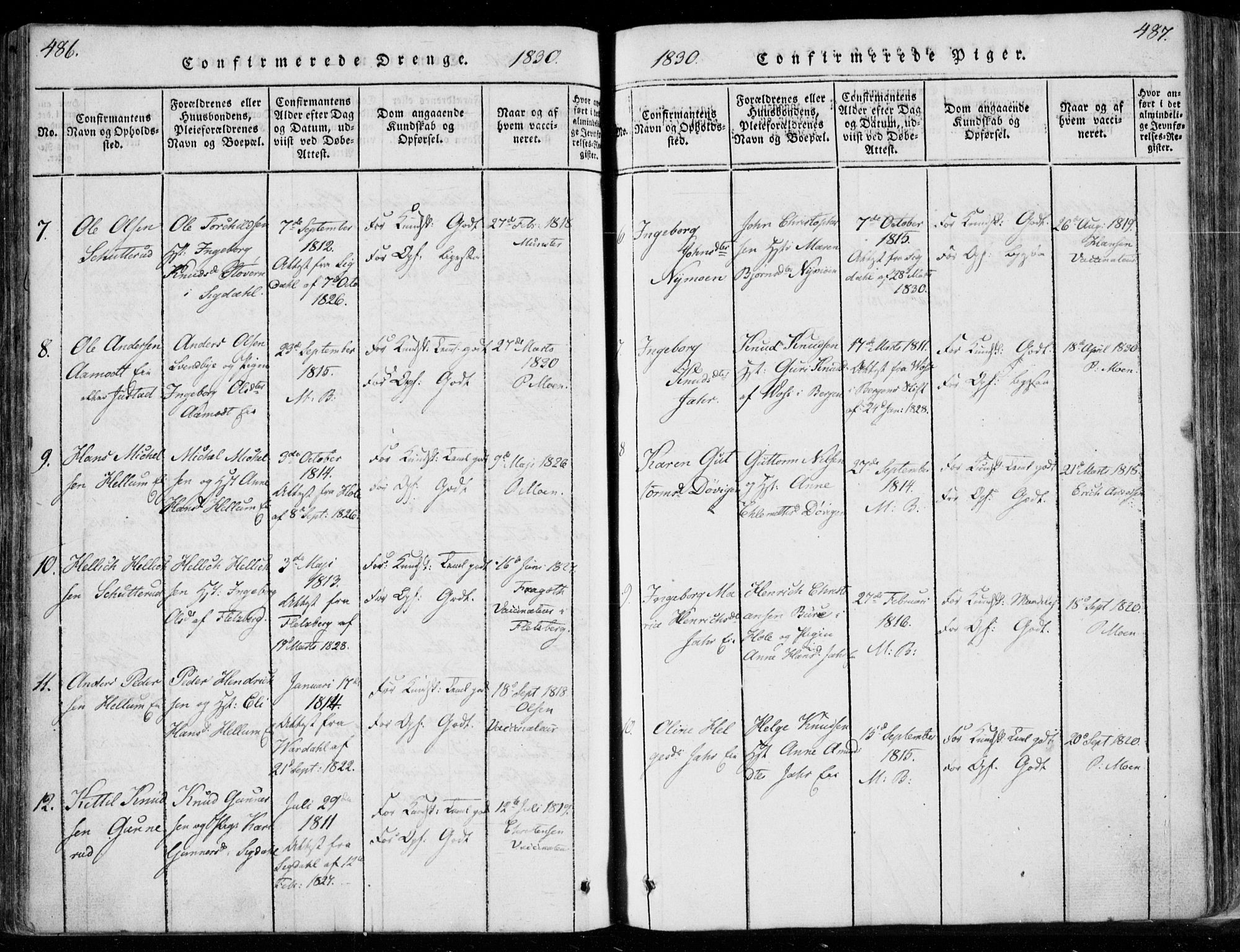 Modum kirkebøker, AV/SAKO-A-234/F/Fa/L0006: Parish register (official) no. 6, 1832-1841, p. 486-487