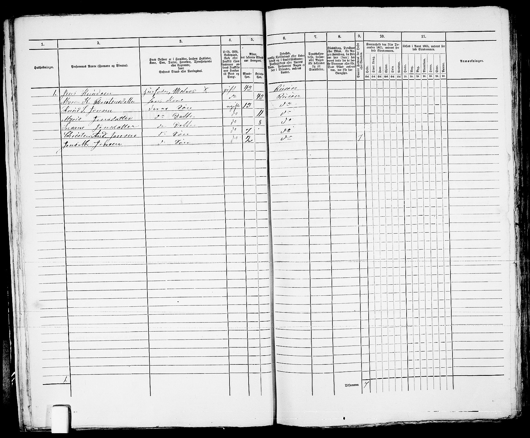 RA, 1865 census for Risør/Risør, 1865, p. 30