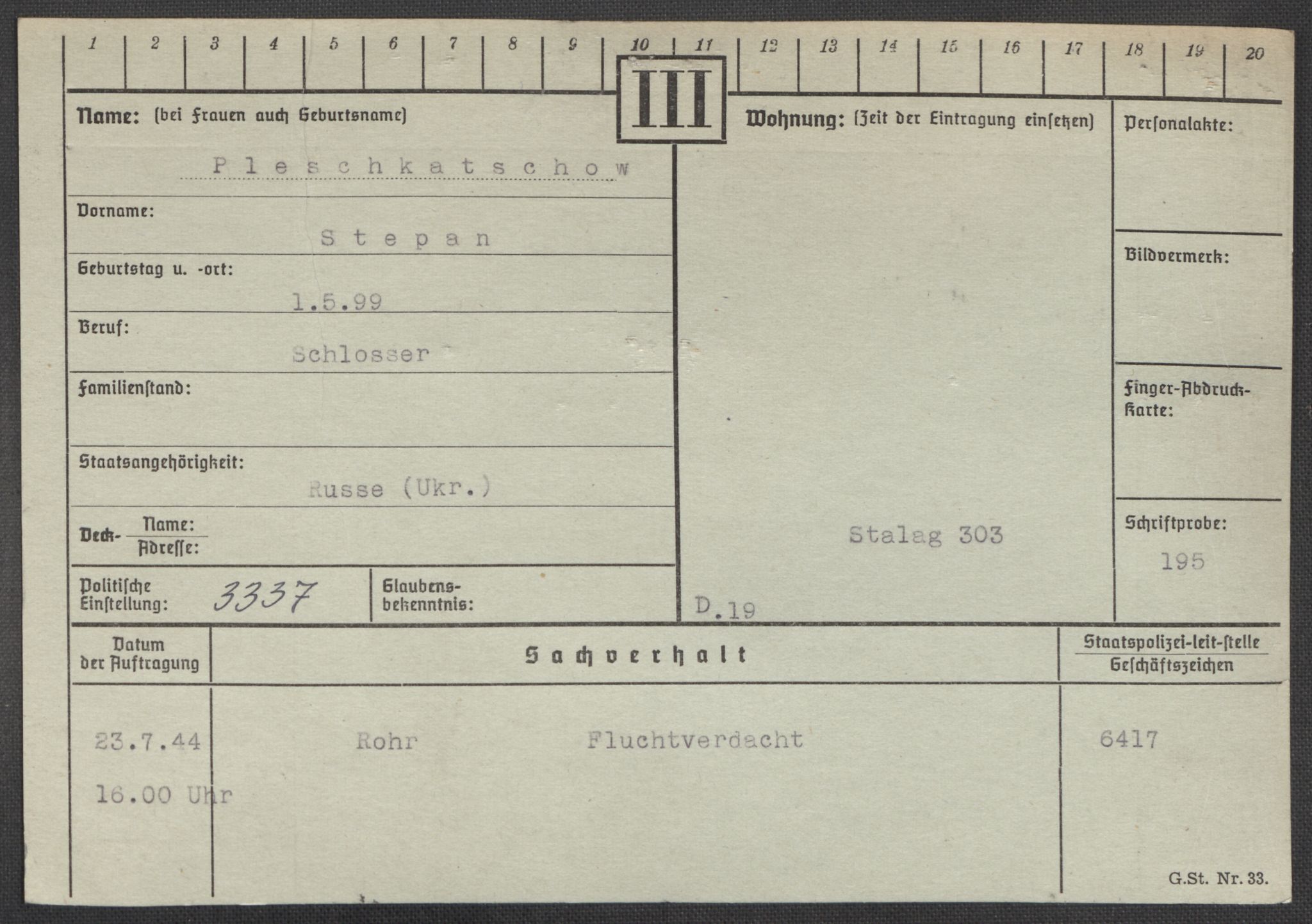 Befehlshaber der Sicherheitspolizei und des SD, AV/RA-RAFA-5969/E/Ea/Eaa/L0008: Register over norske fanger i Møllergata 19: Oelze-Ru, 1940-1945, p. 914