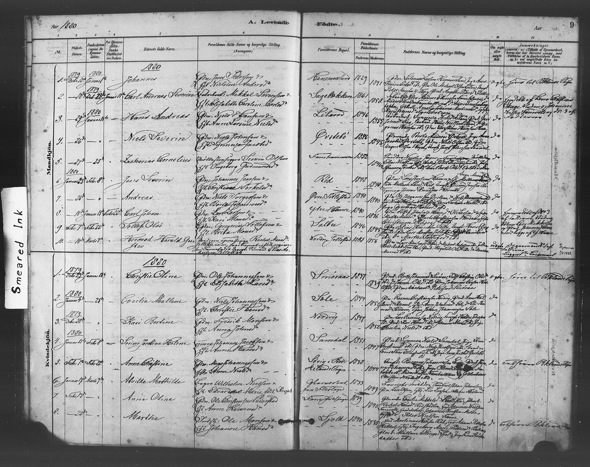 Fana Sokneprestembete, SAB/A-75101/H/Haa/Haab/L0001: Parish register (official) no. B 1, 1878-1889, p. 9
