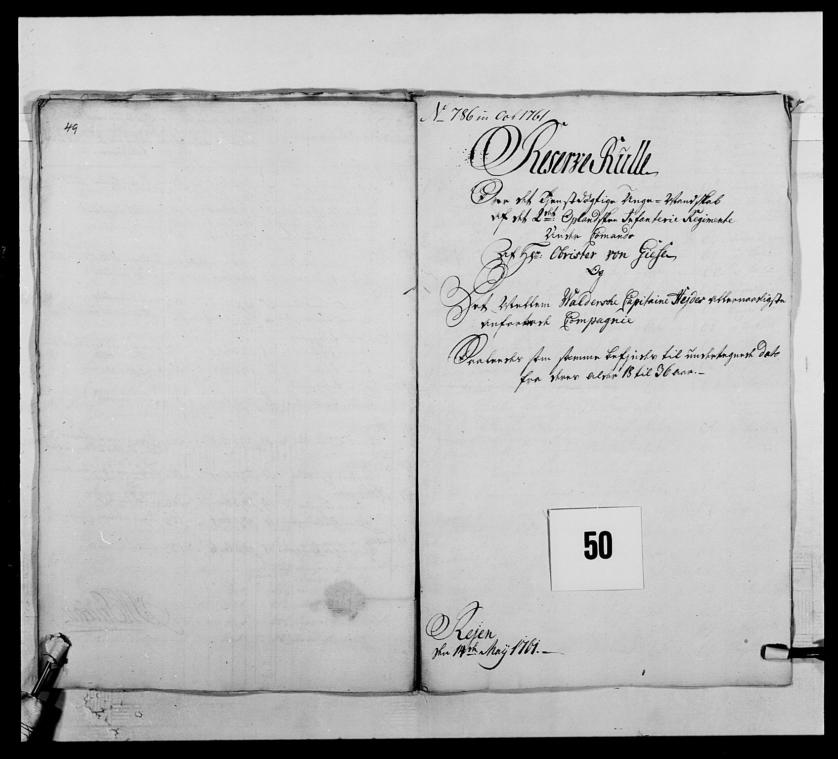 Kommanderende general (KG I) med Det norske krigsdirektorium, RA/EA-5419/E/Ea/L0506: 2. Opplandske regiment, 1756-1765, p. 455