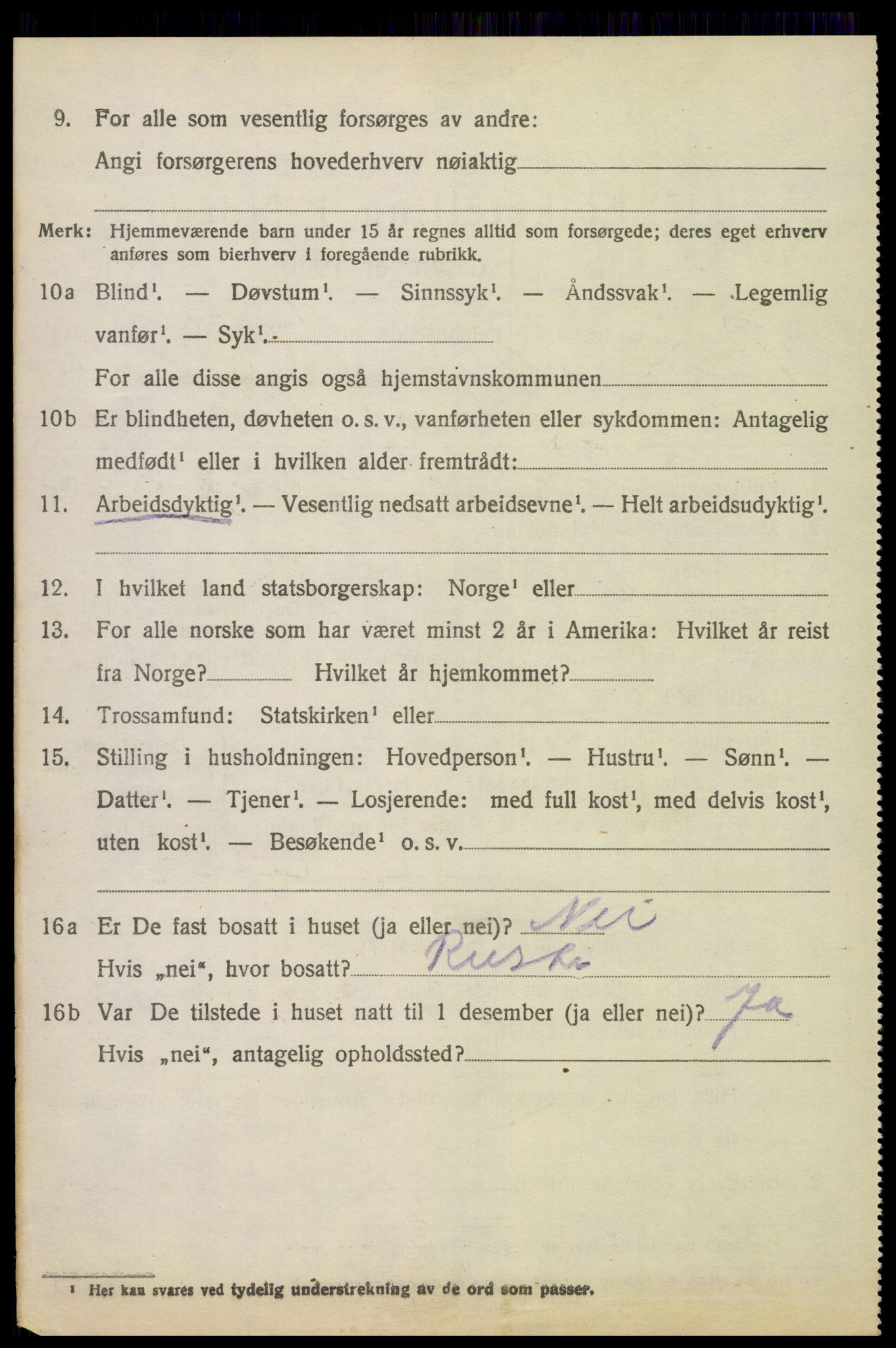 SAH, 1920 census for Ringebu, 1920, p. 8000